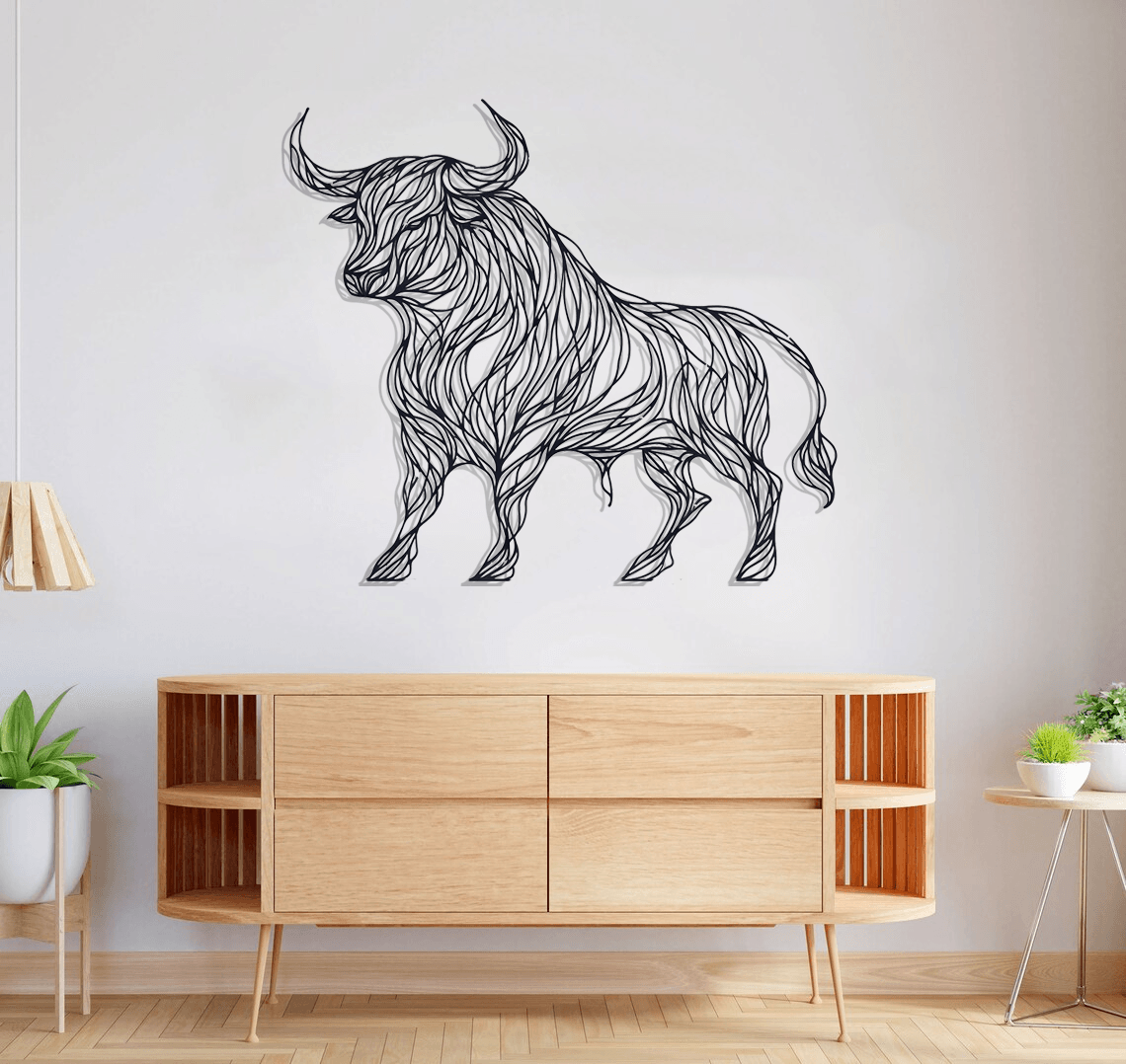 Bull Silhouette Metal Wall Art