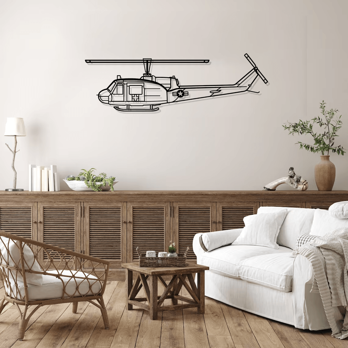 UH-1-Med Huey Silhouette Metal Wall Art