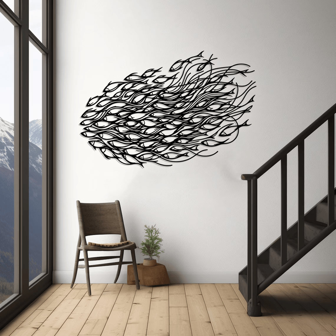 Fish Family Silhouette Metal Wall Art