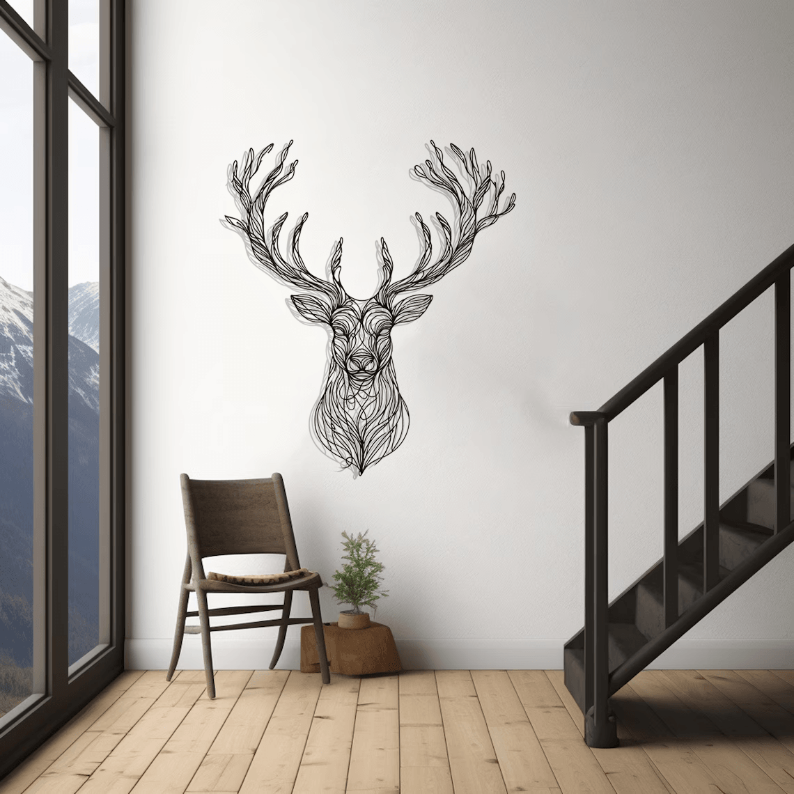 Deer Head Silhouette Metal Wall Art