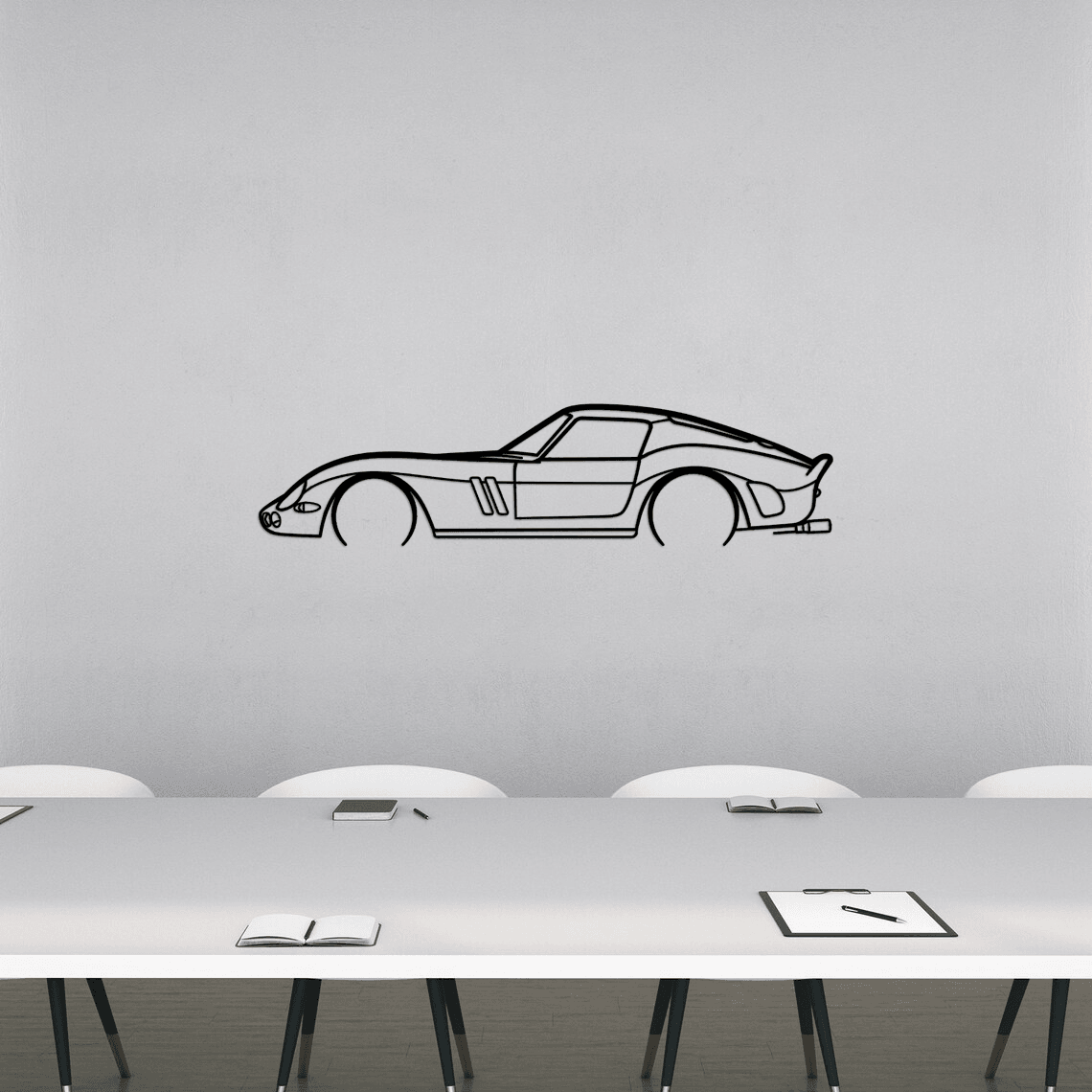 250 GTO 1965 Detailed Silhouette Metal Wall Art