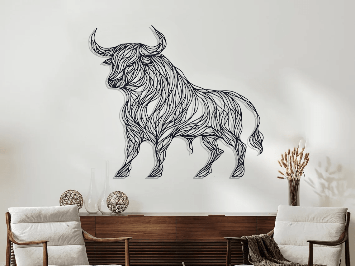 Bull Silhouette Metal Wall Art