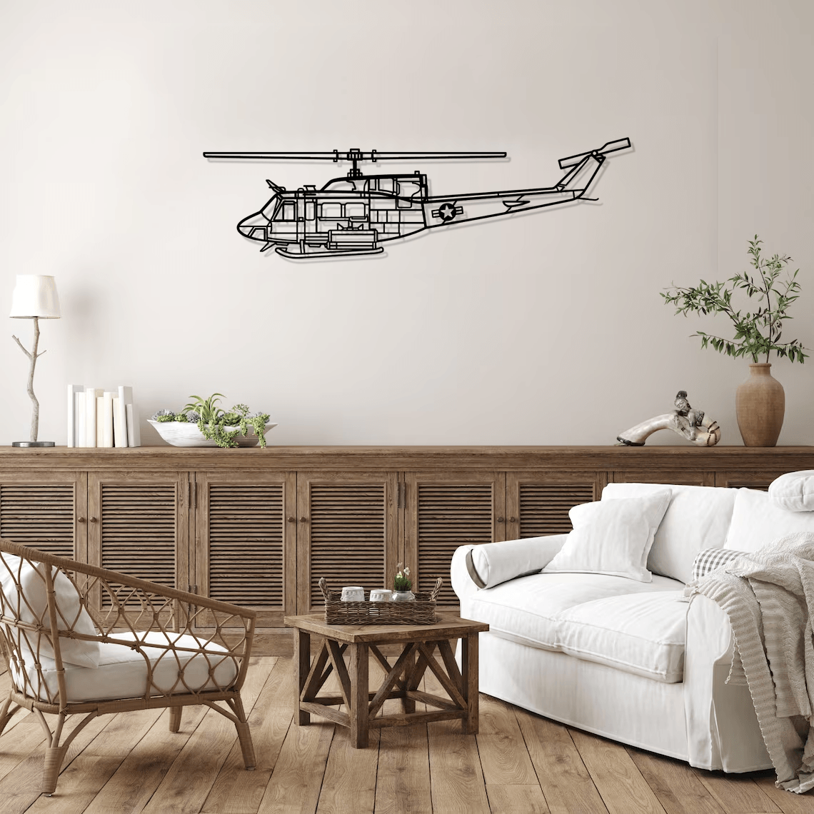 UH-1N Huey Silhouette Metal Wall Art