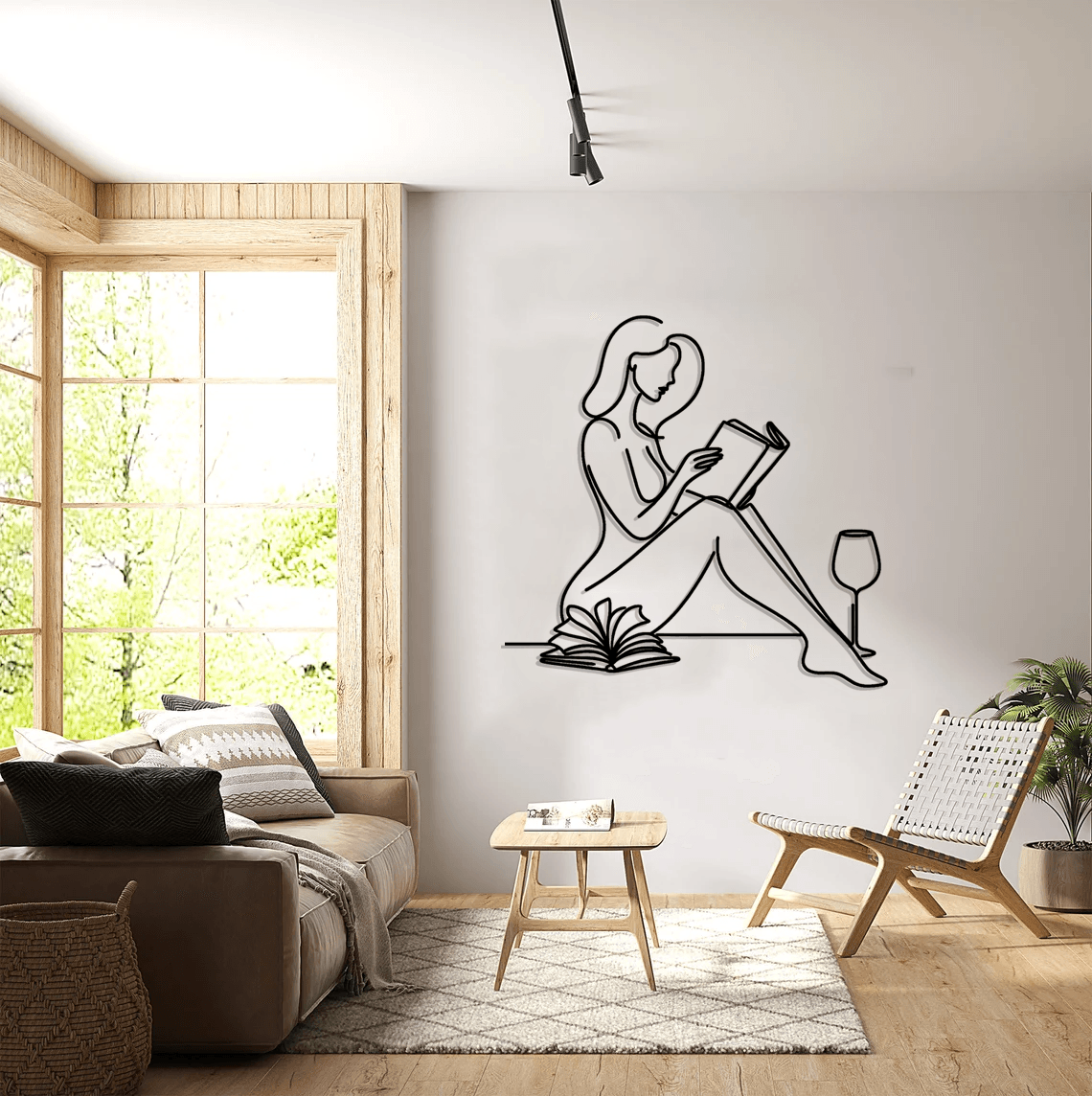 Woman With Book Silhouette Metal Wall Art Set