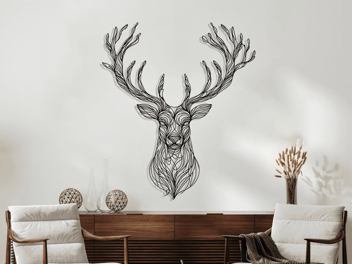 Deer Head Silhouette Metal Wall Art