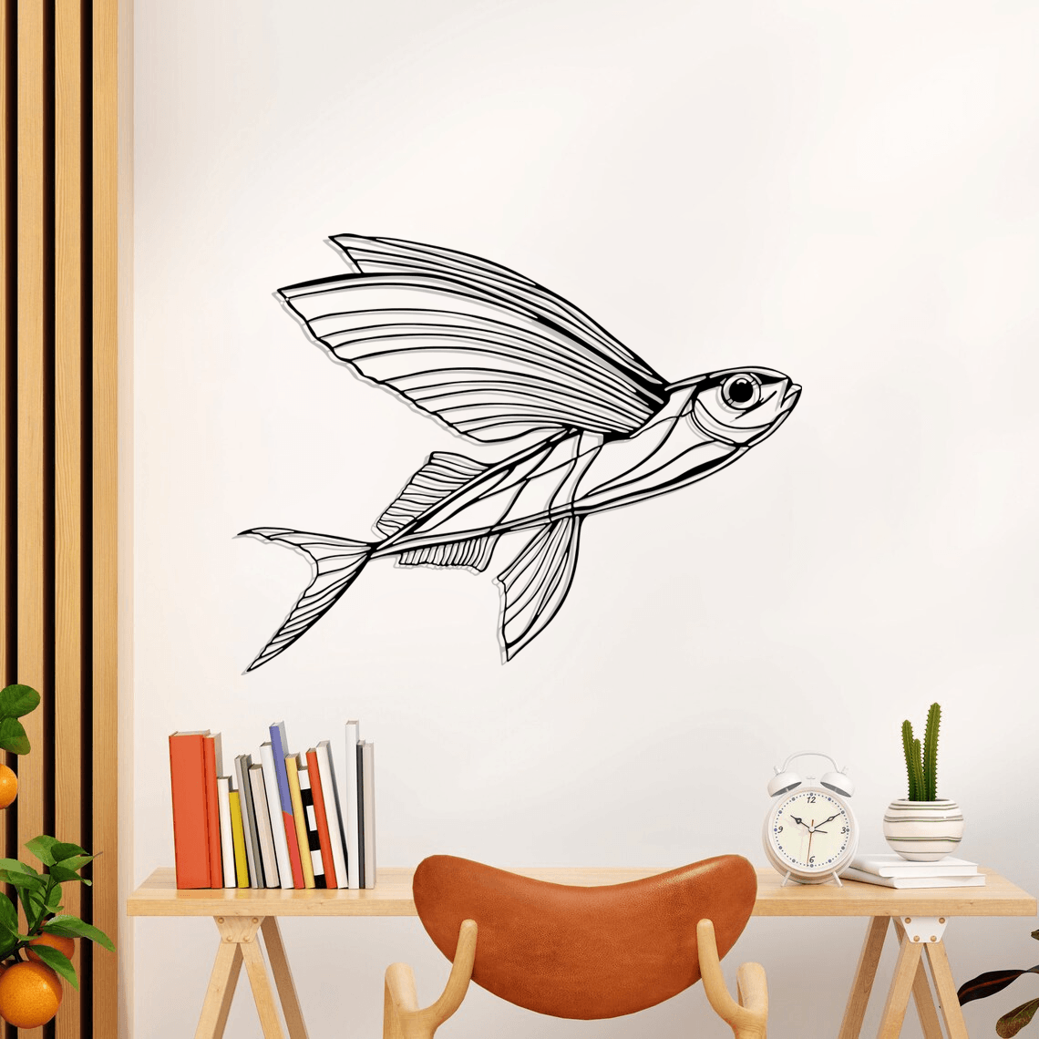 Flying Fish Silhouette Metal Wall Art