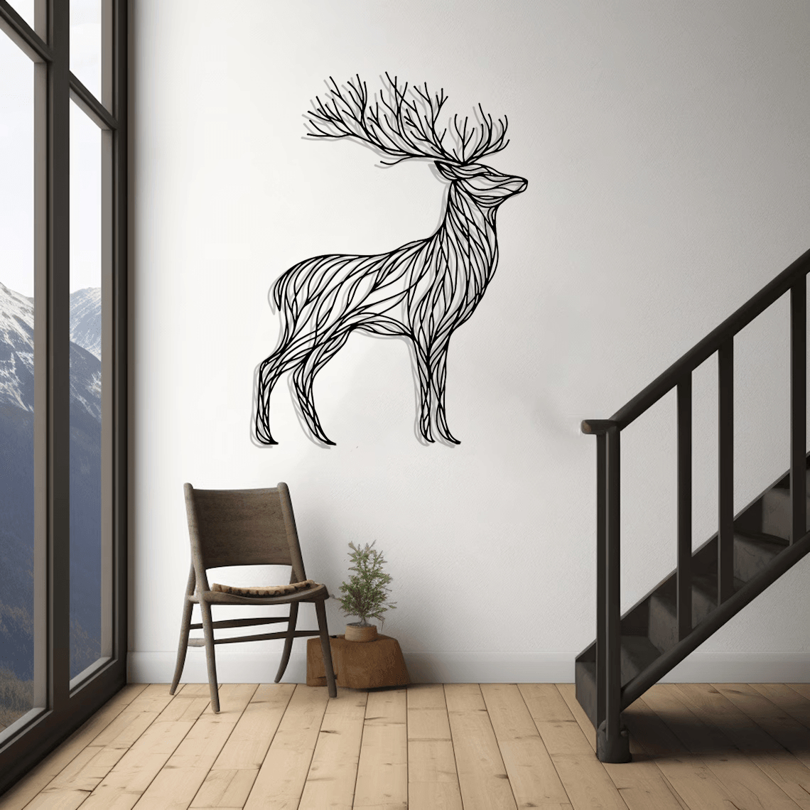 Tree-Deer Silhouette Metal Wall Art