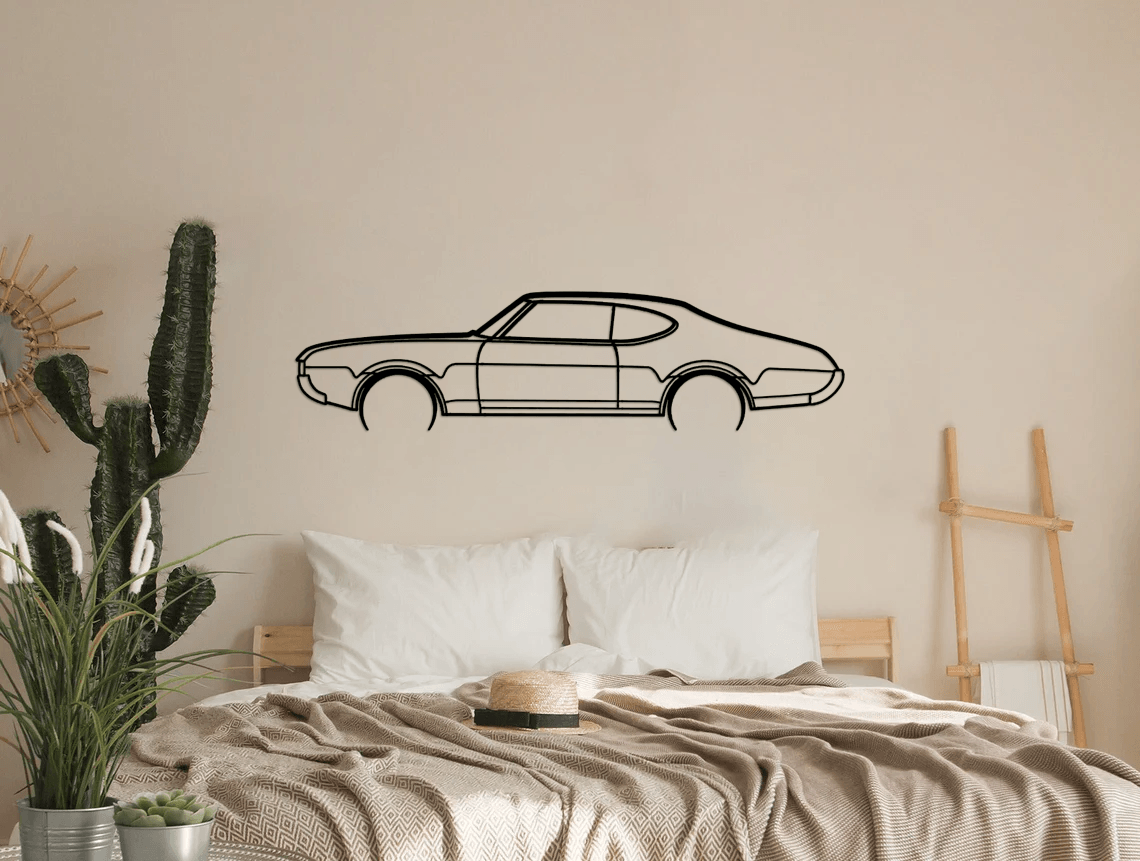 442 Holiday Coupe 1969 Silhouette Metal Wall Art