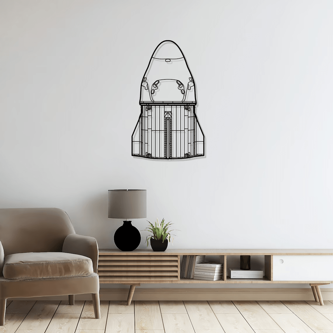 SpaceX Dragon Silhouette Metal Wall Art