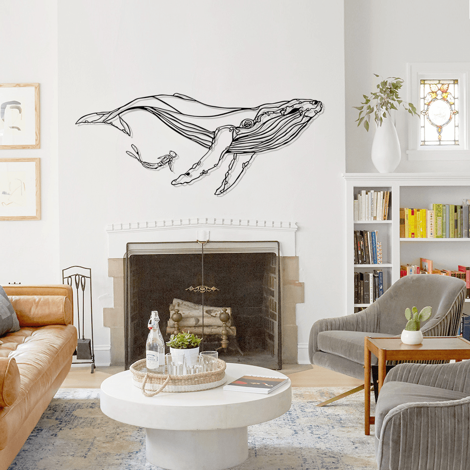 Whale Silhouette Metal Wall Art