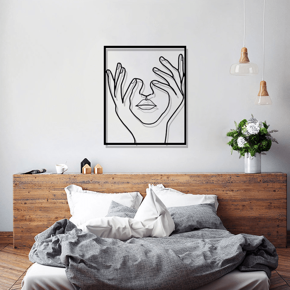 Minimal Woman Face Silhouette Metal Wall Art