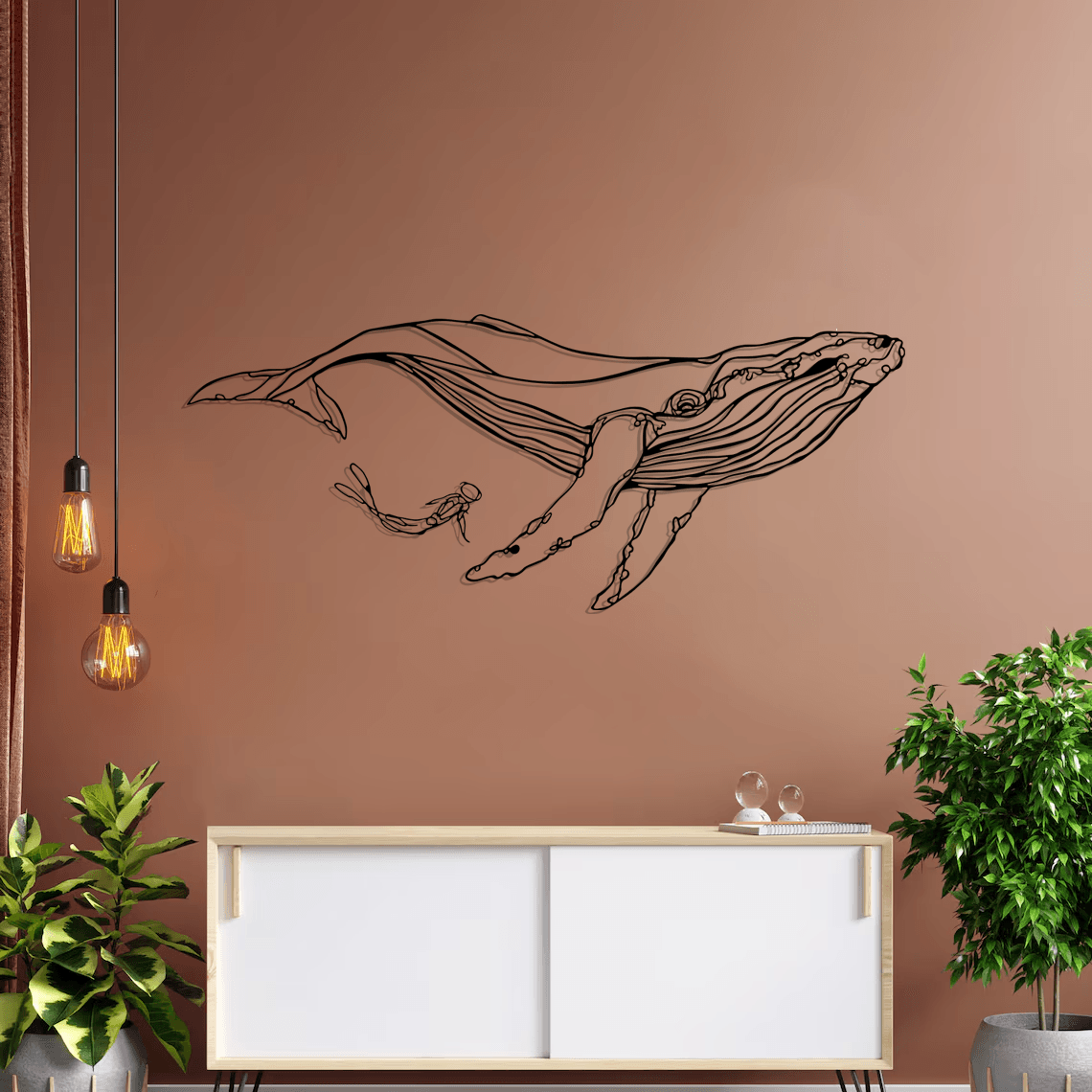 Whale Silhouette Metal Wall Art