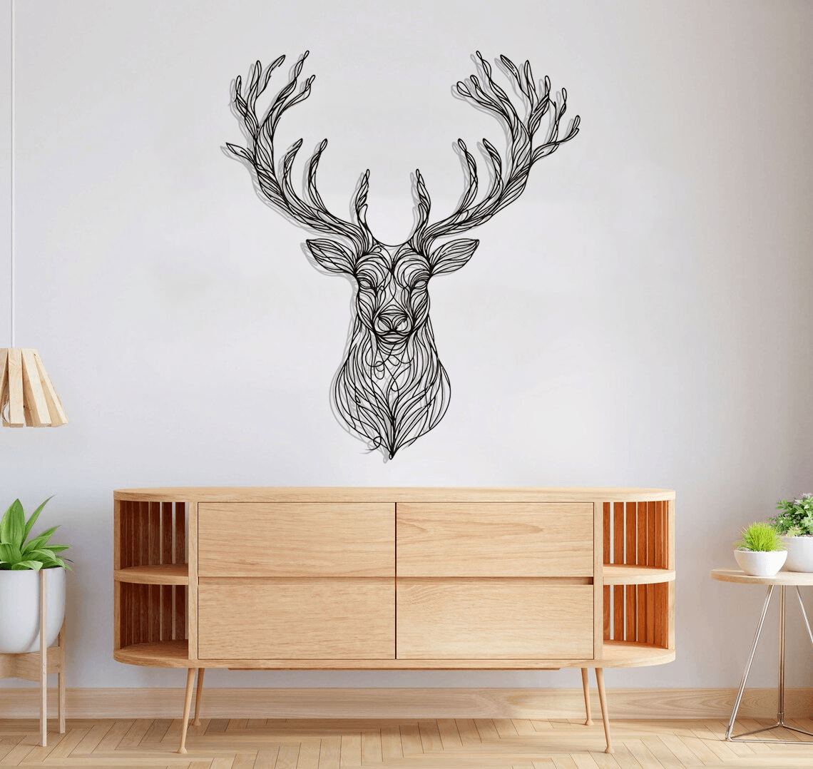 Deer Head Silhouette Metal Wall Art