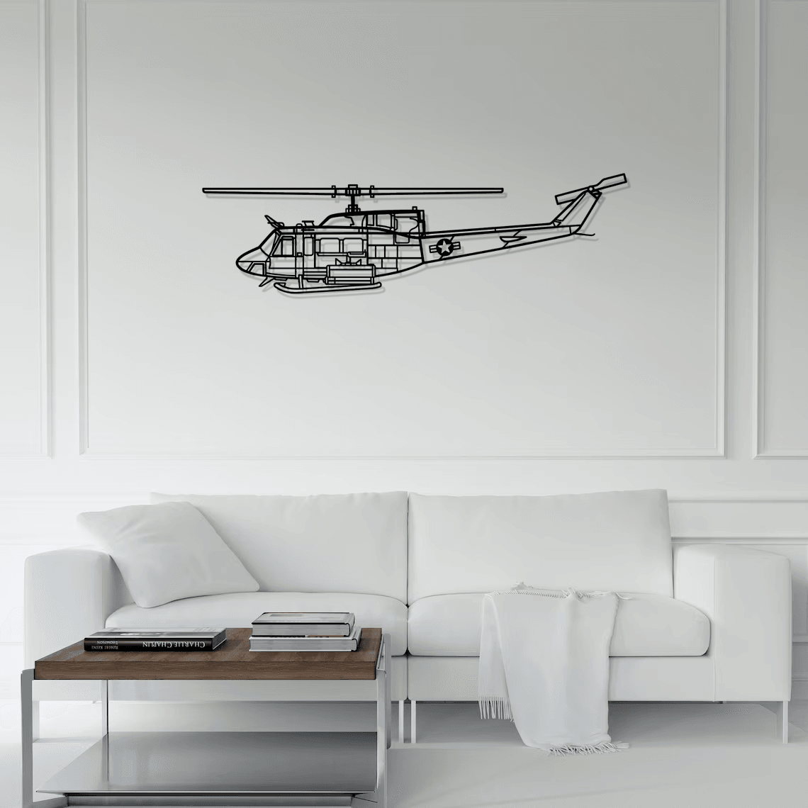 UH-1N Huey Silhouette Metal Wall Art