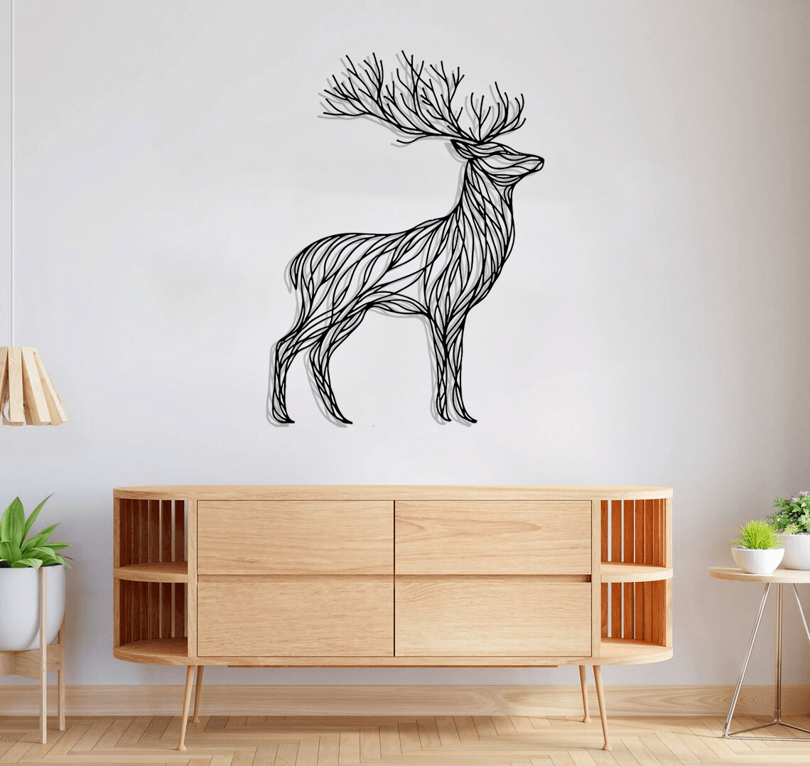 Tree-Deer Silhouette Metal Wall Art