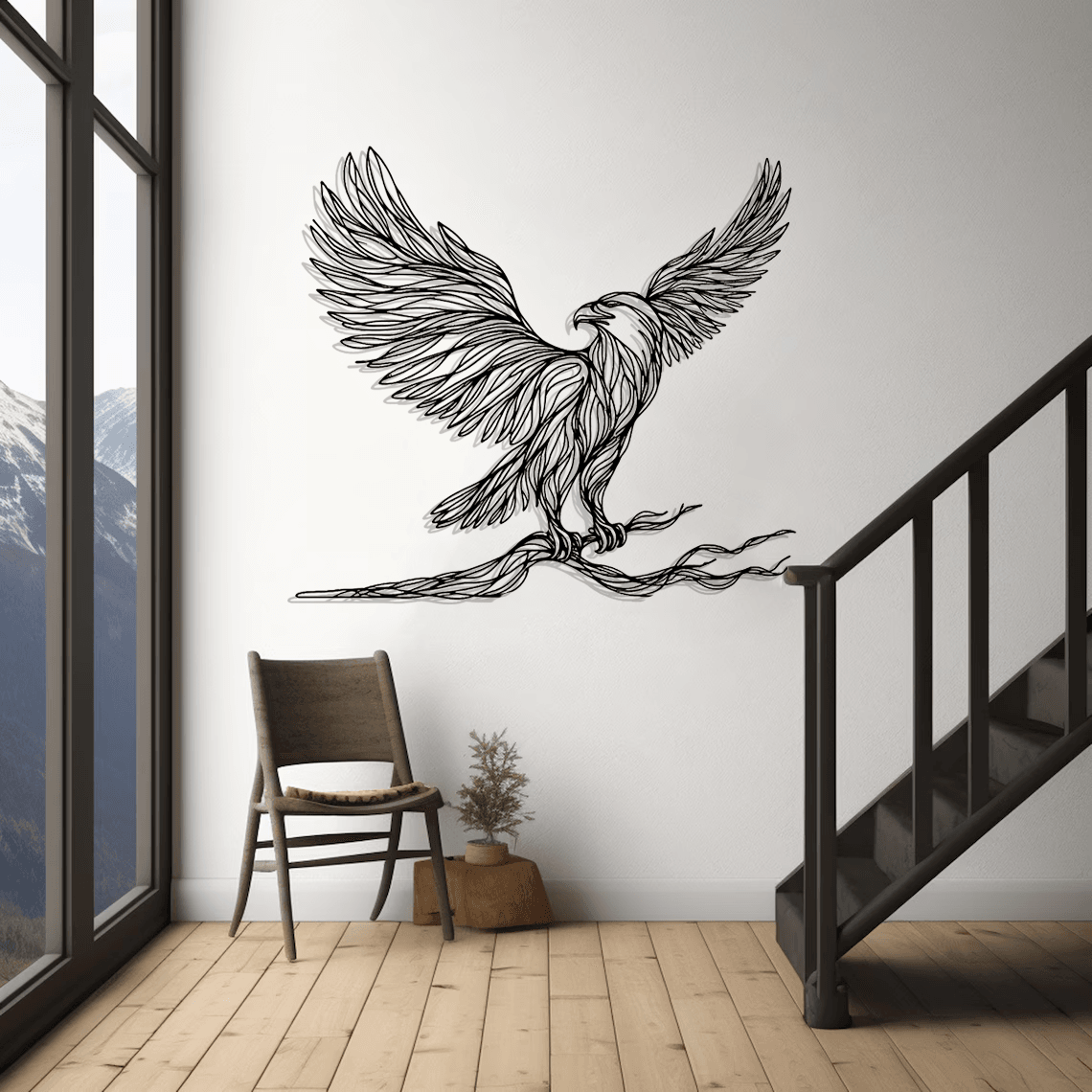 Eagle-Tree Silhouette Metal Wall Art