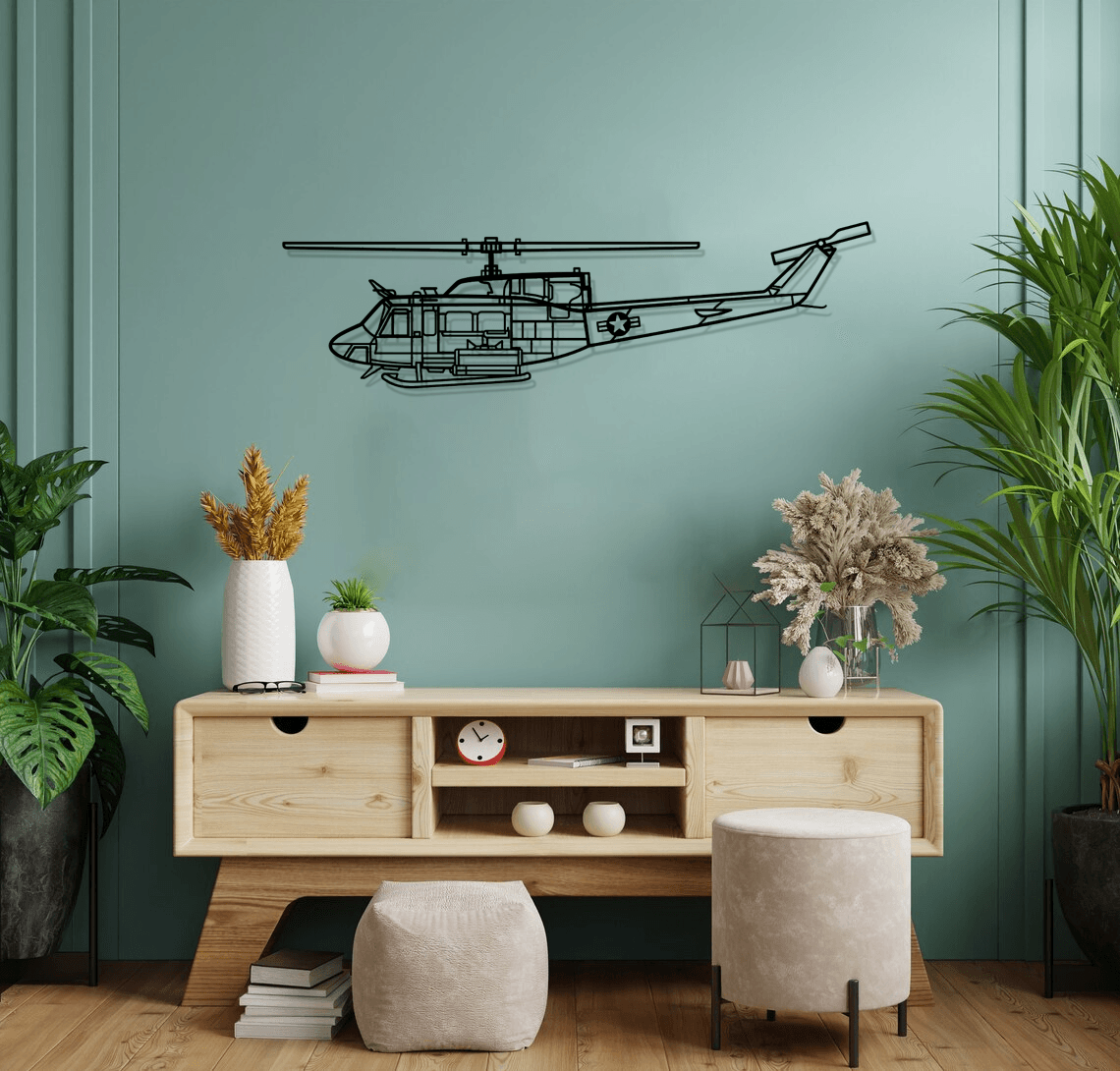 UH-1N Huey Silhouette Metal Wall Art