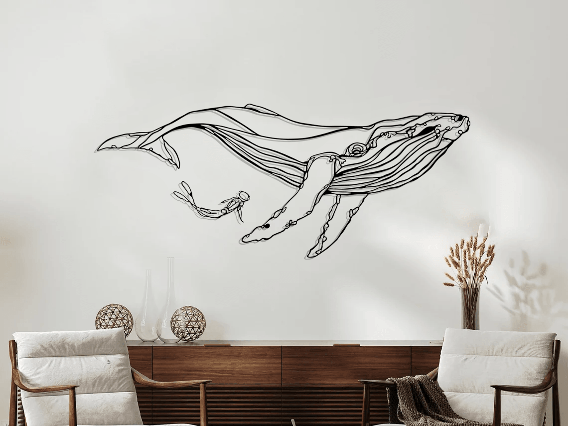 Whale Silhouette Metal Wall Art