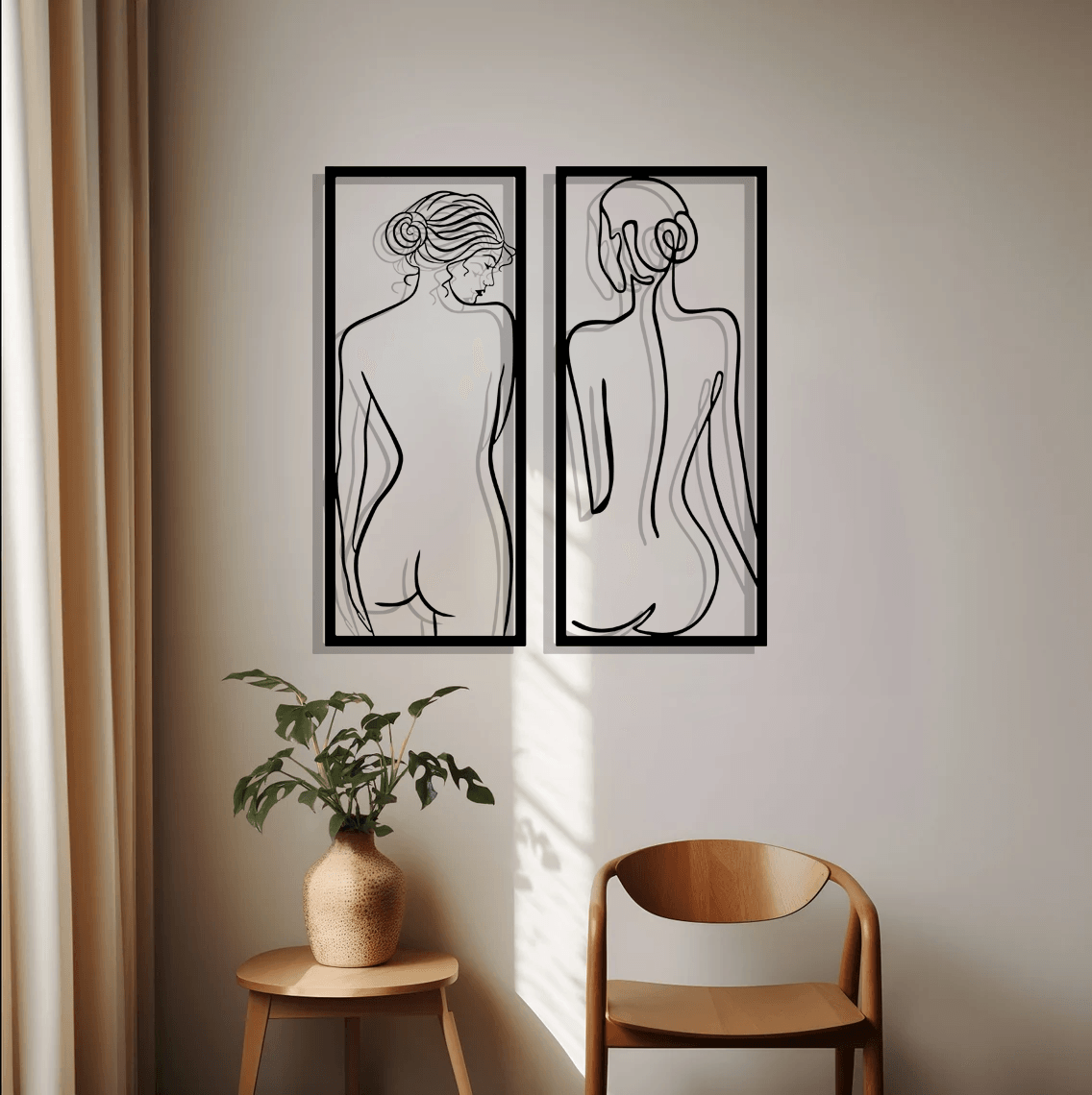 Nude Woman Body Silhouette Metal Wall Art Set