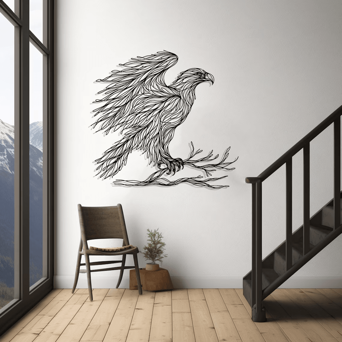 Tree Eagle Silhouette Metal Wall Art