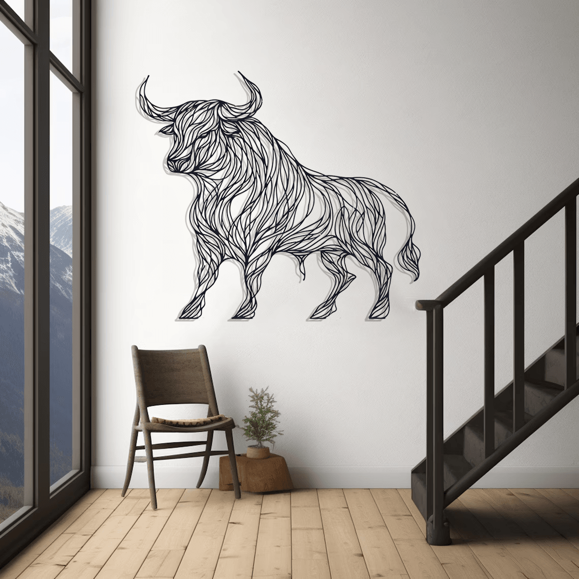 Bull Silhouette Metal Wall Art