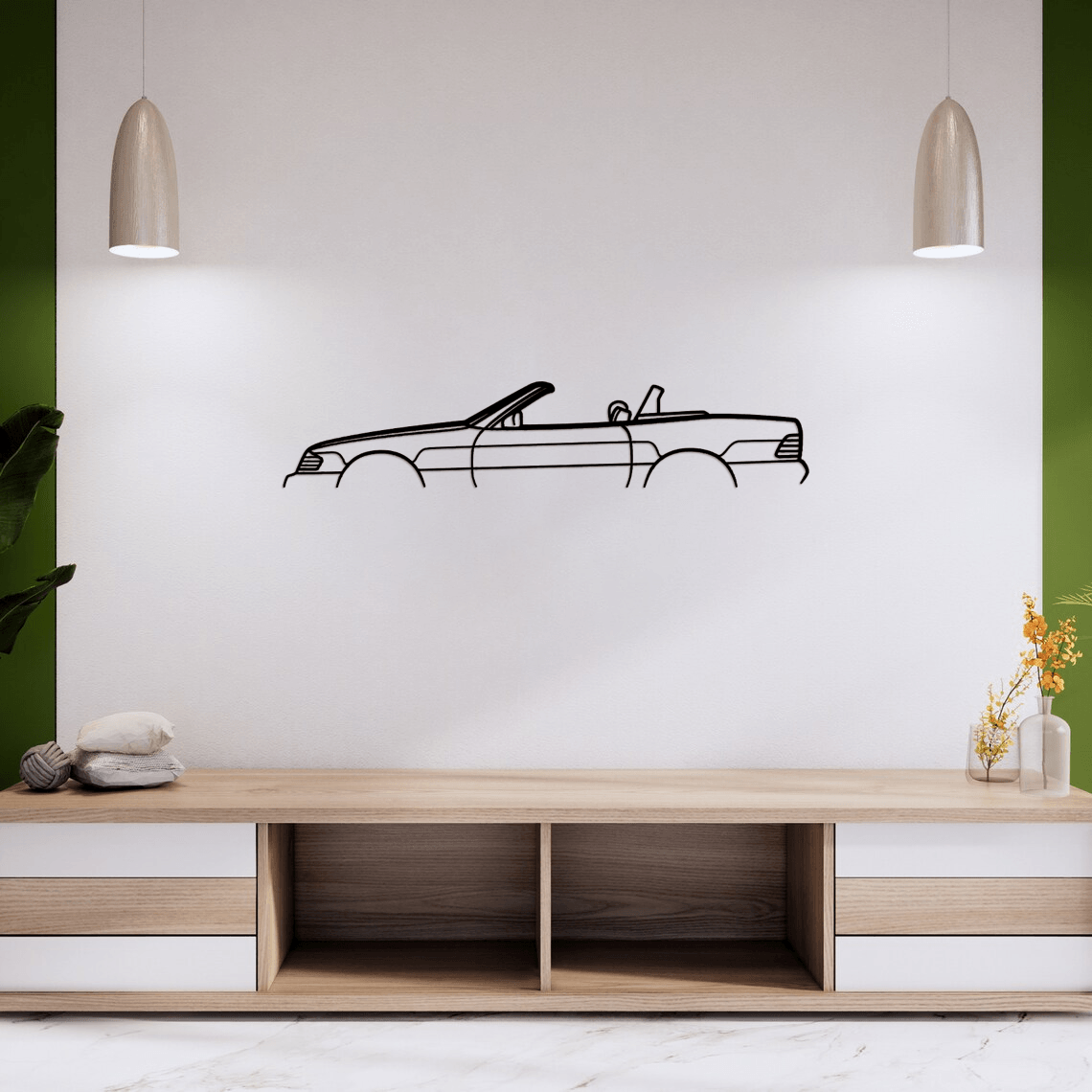 500 SL 1991 Classic Silhouette Metal Wall Art