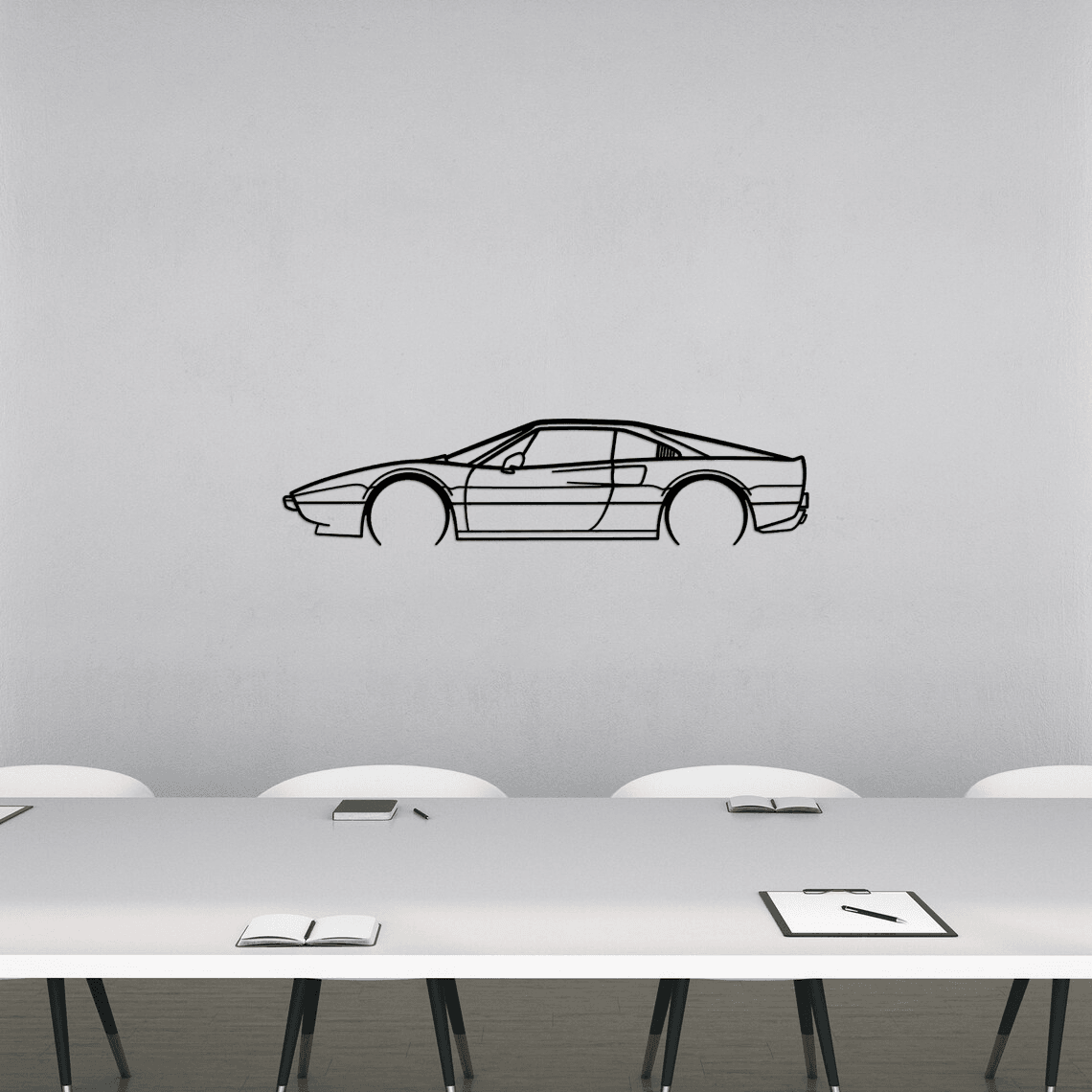 308 GTB 1978 Detailed Silhouette Metal Wall Art