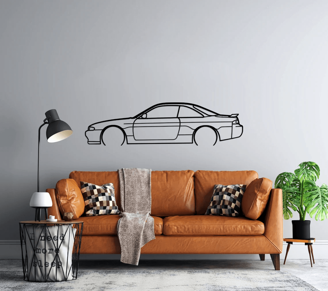 200sx s14 Detailed Silhouette Metal Wall Art