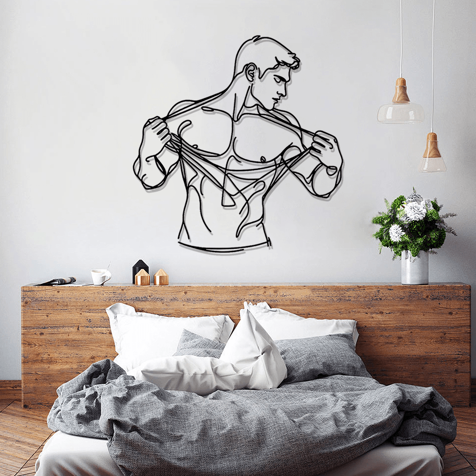 Nude Man Body Silhouette Metal Wall Art