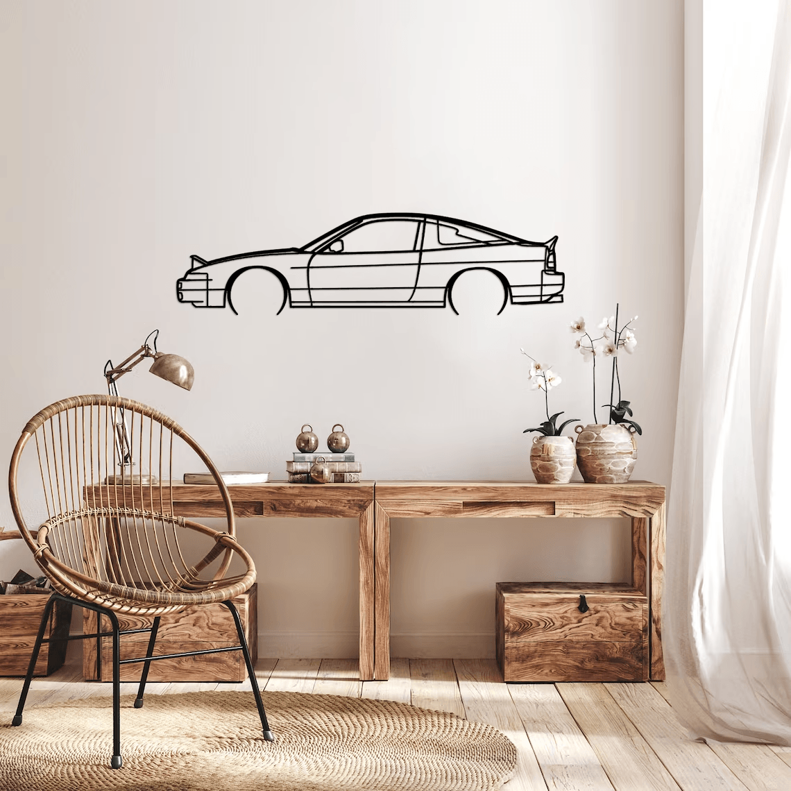 240SX S13 1991 Detailed Silhouette Metal Wall Art