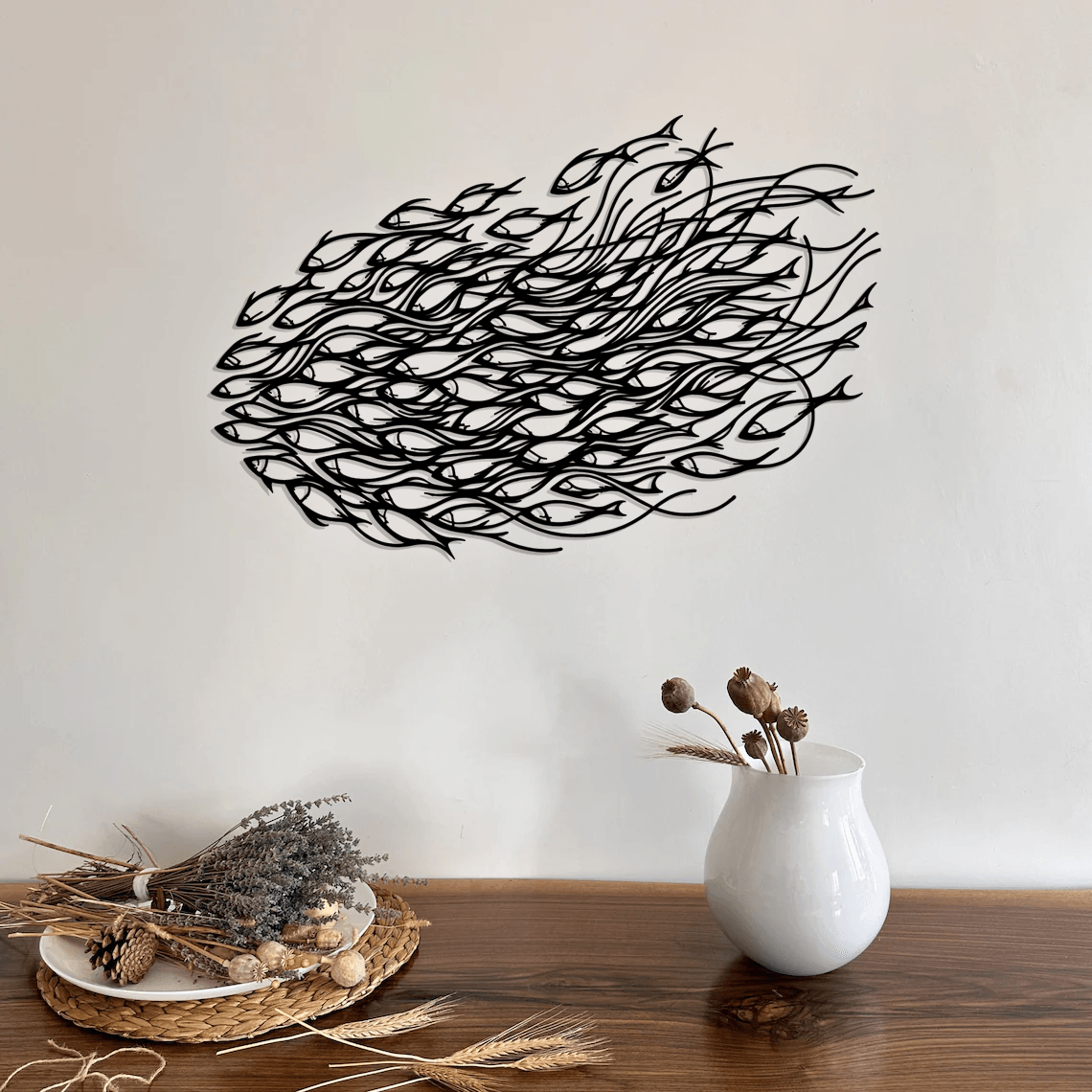 Fish Family Silhouette Metal Wall Art