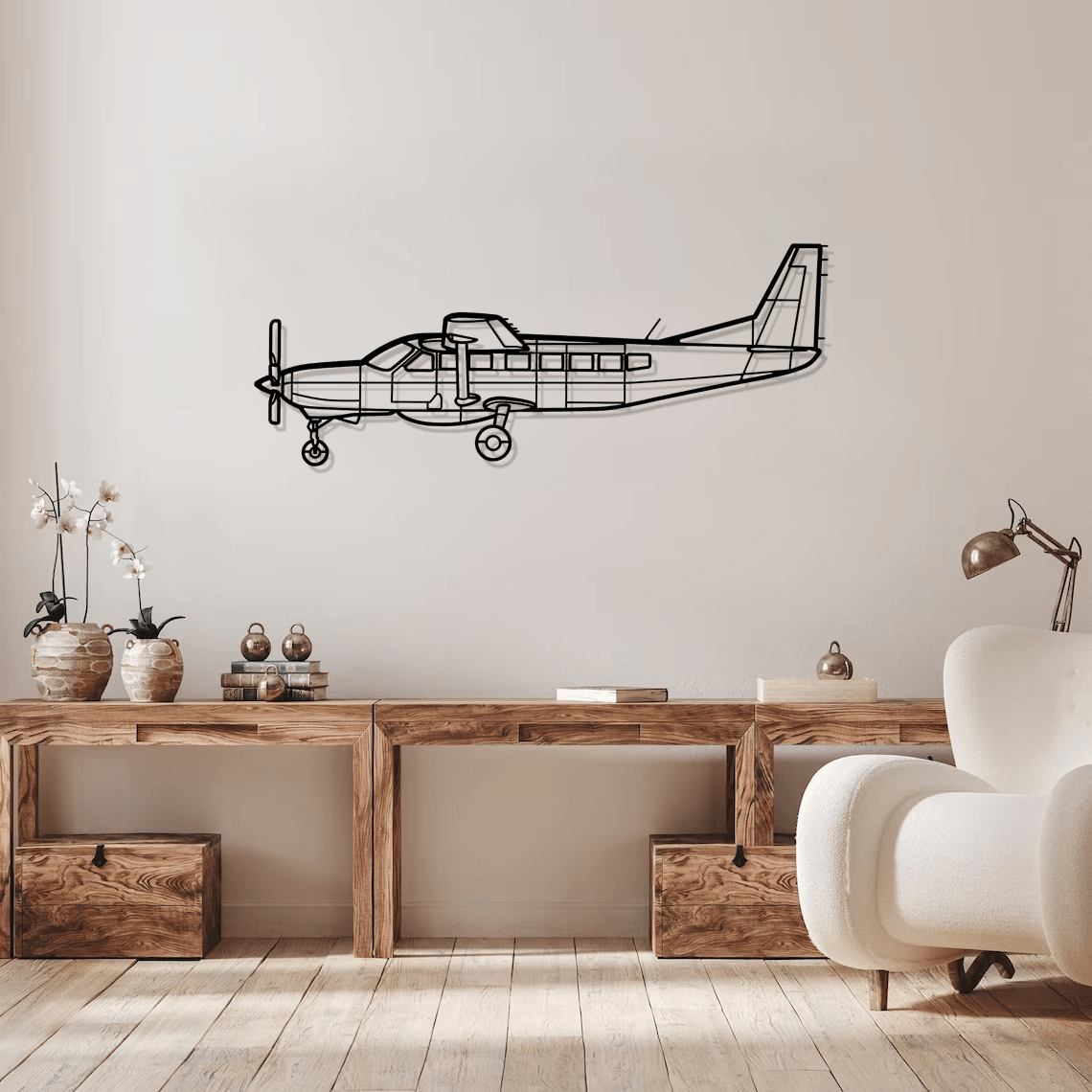 208B Grand Caravan EX Silhouette Metal Wall Art