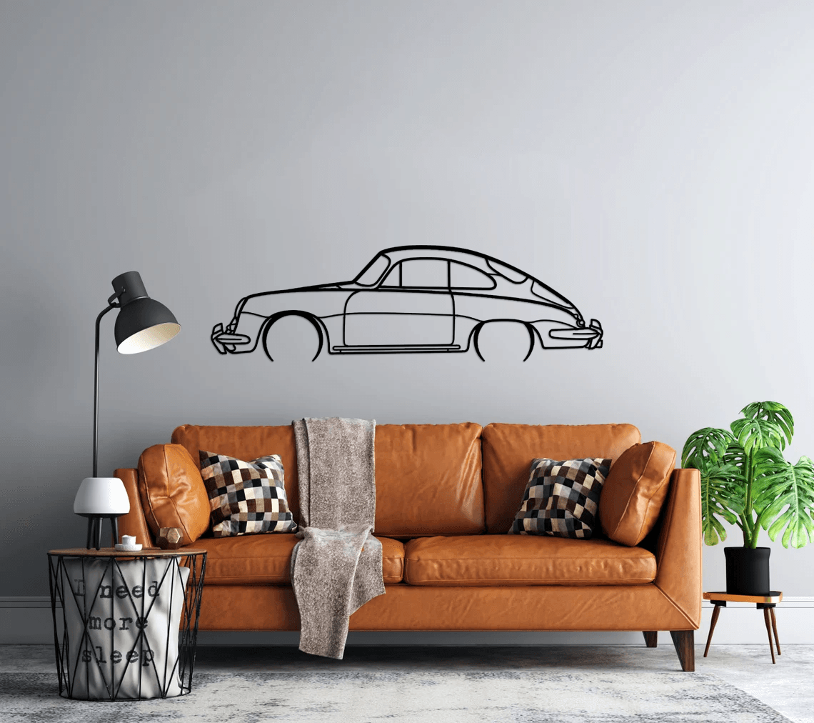 356 Coupe Detailed Silhouette Metal Wall Art