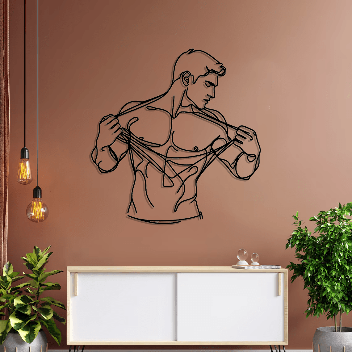 Nude Man Body Silhouette Metal Wall Art