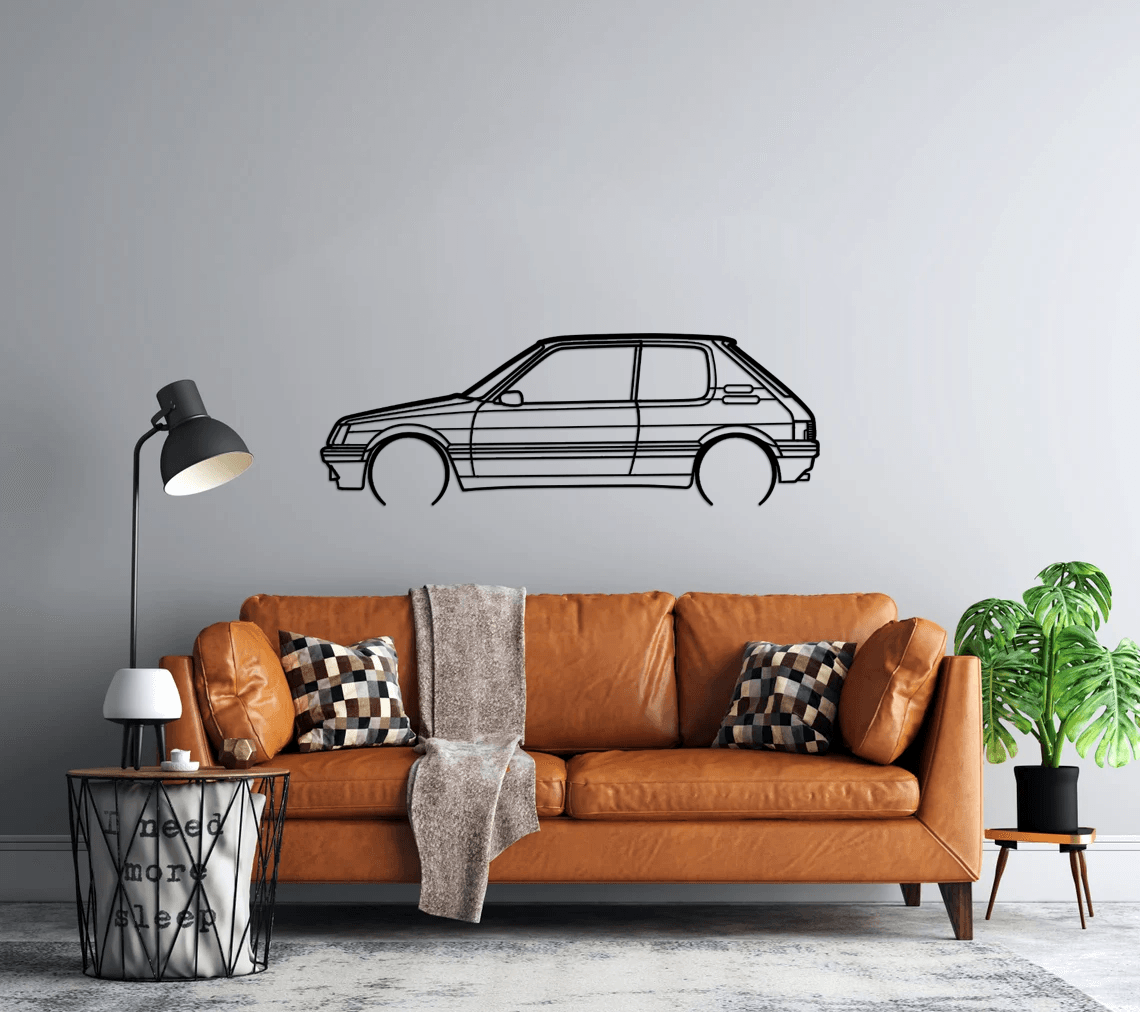 205 GTI Detailed Silhouette Metal Wall Art