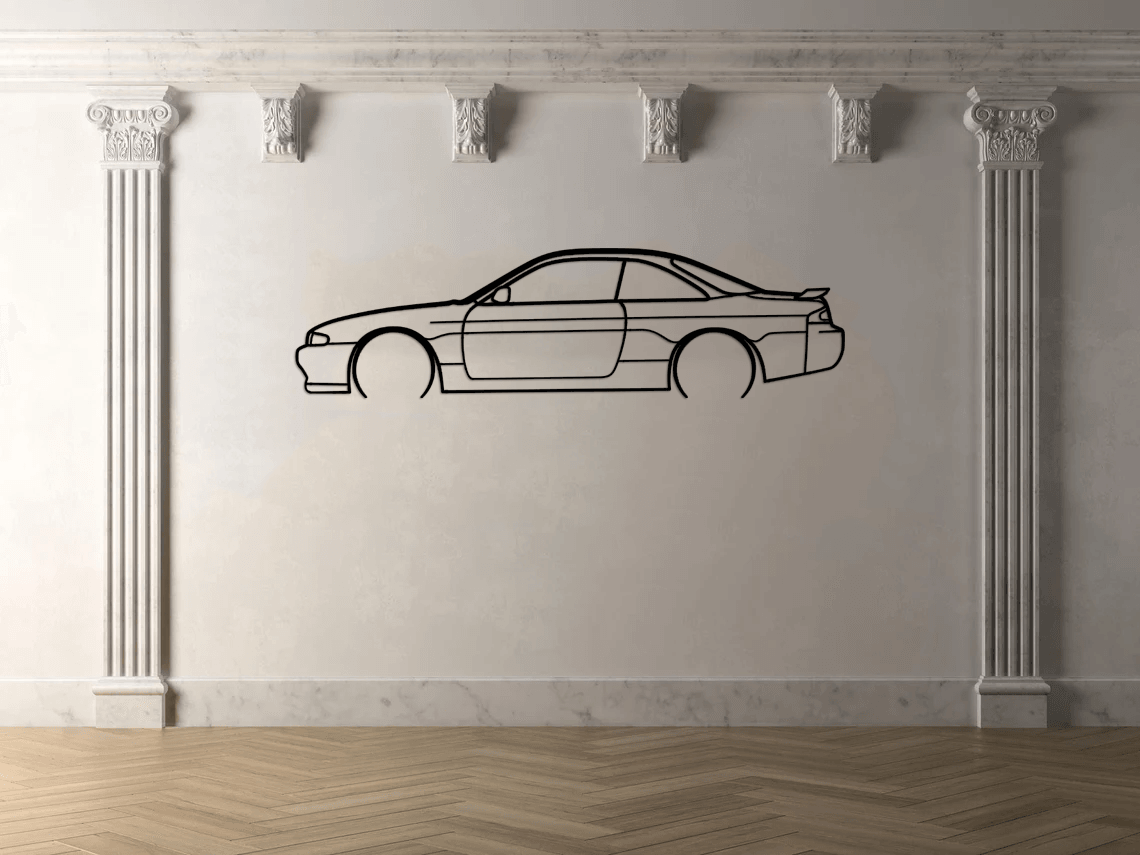 200sx s14 Detailed Silhouette Metal Wall Art