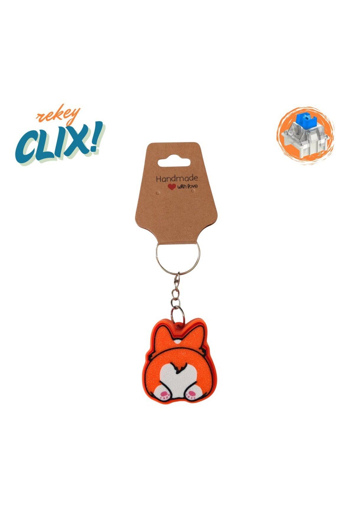 CLIX! Cute Dog Butt Stres Atıcı Blue Switch Tuş Anahtarlık - rekey