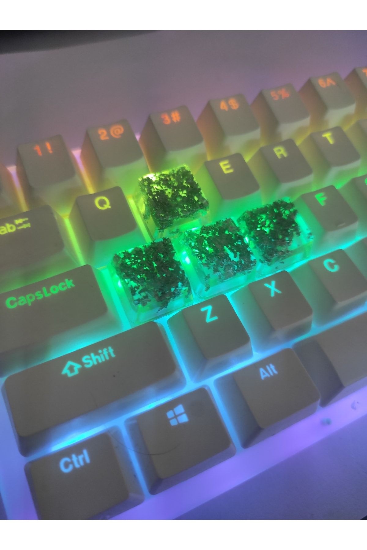 Gümüş Iz Wasd Özel Tasarım Mekanik Klavyelere Uyumlu Tuş Seti - Artisan Keycaps