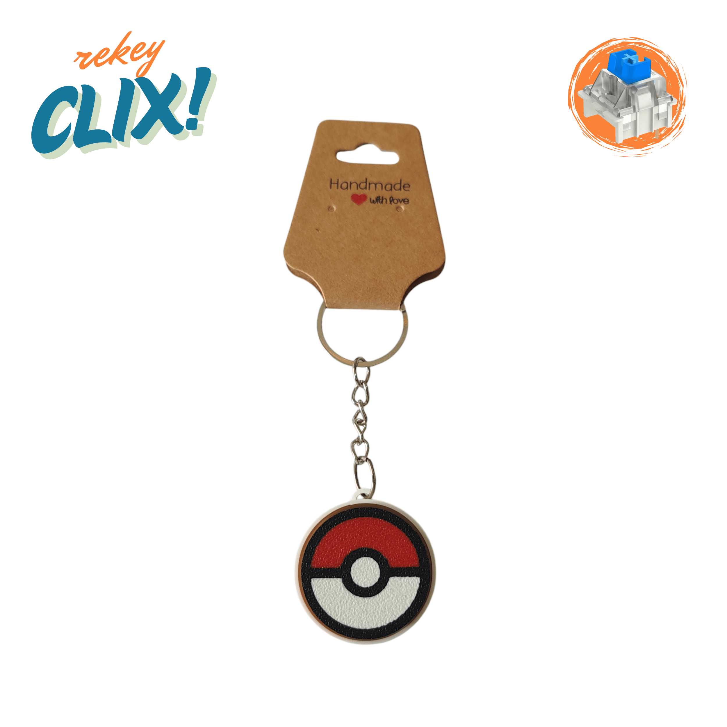 CLIX! Pokeball Stres Atıcı Blue Switch Tuş Anahtarlık - rekey 