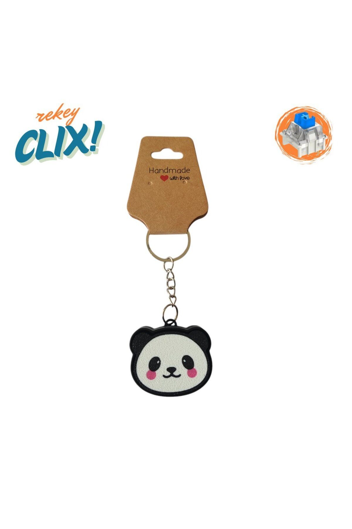CLIX! Sevimli Panda Stres Atıcı Blue Switch Tuş Anahtarlık - rekey