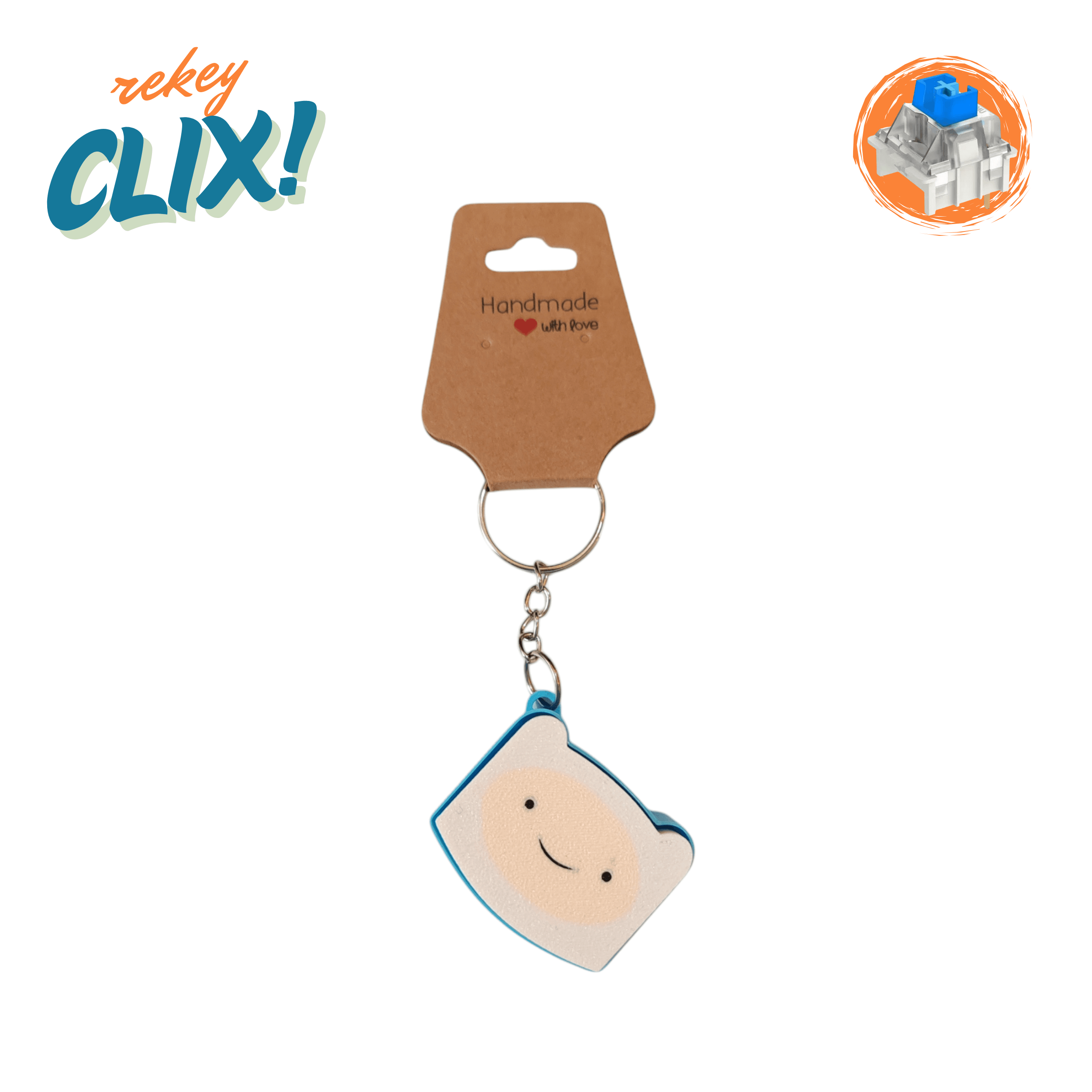 CLIX! Adventure Time Finn Stres Atıcı Blue Switch Tuş Anahtarlık - rekey 