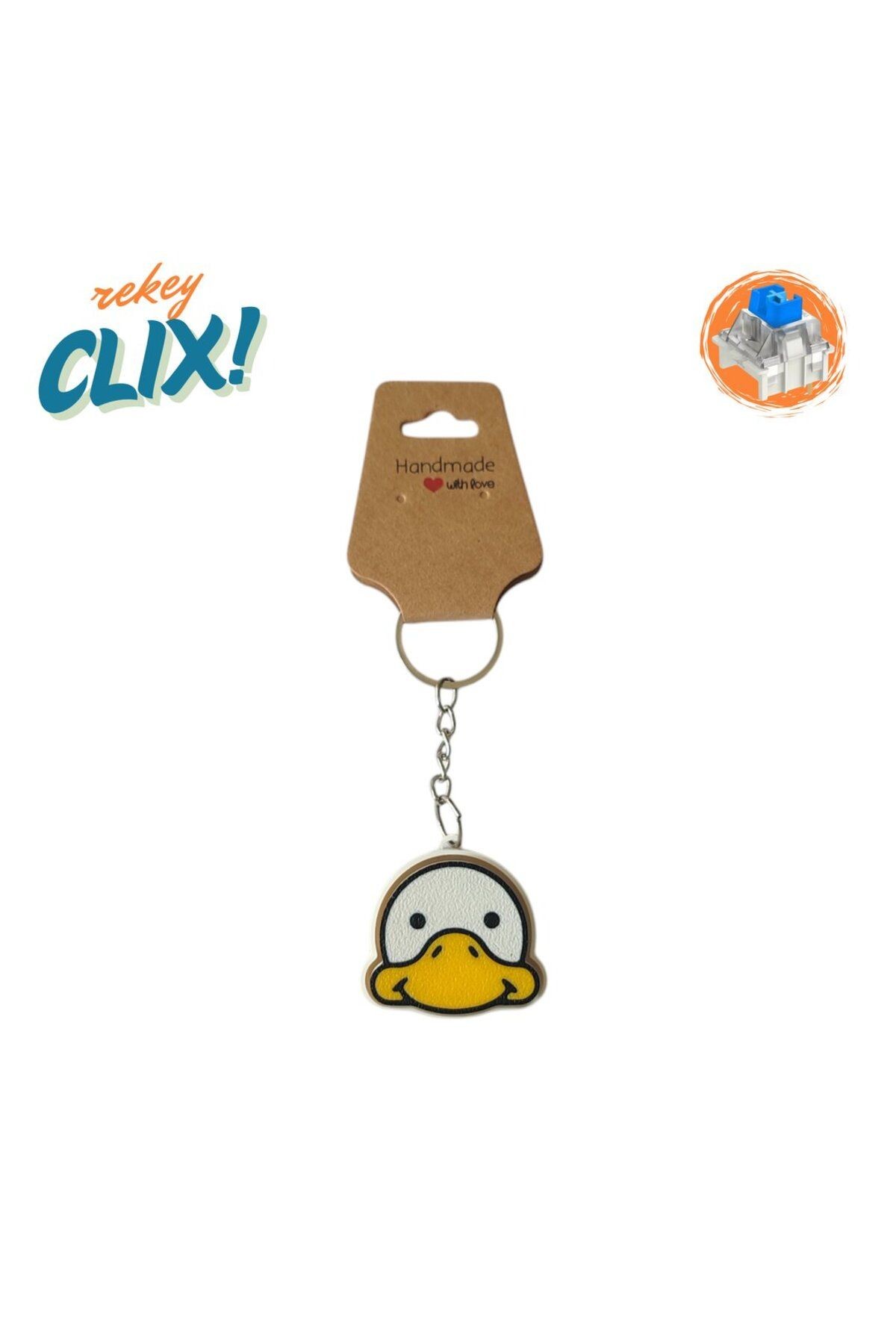 CLIX! Sevimli Ördek Stres Atıcı Blue Switch Tuş Anahtarlık - rekey