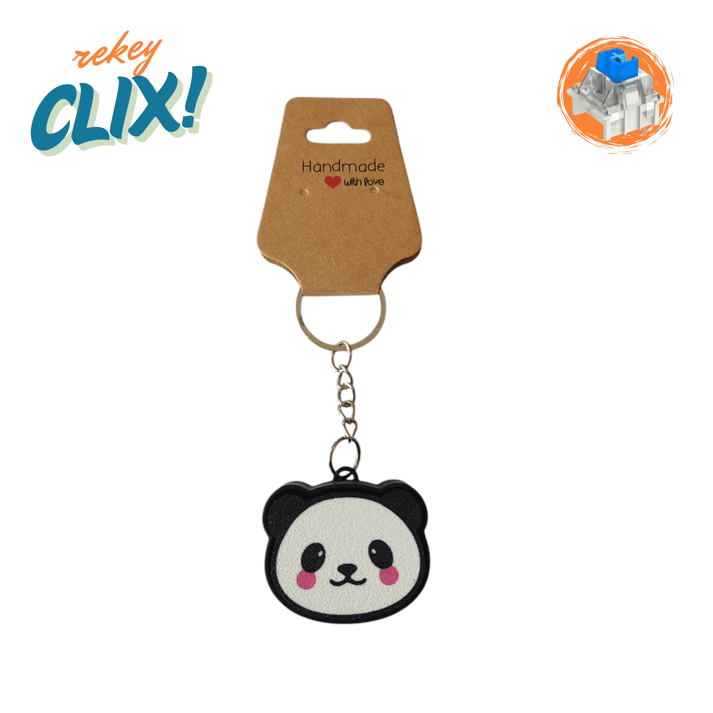 CLIX! Sevimli Panda Stres Atıcı Blue Switch Tuş Anahtarlık - rekey 