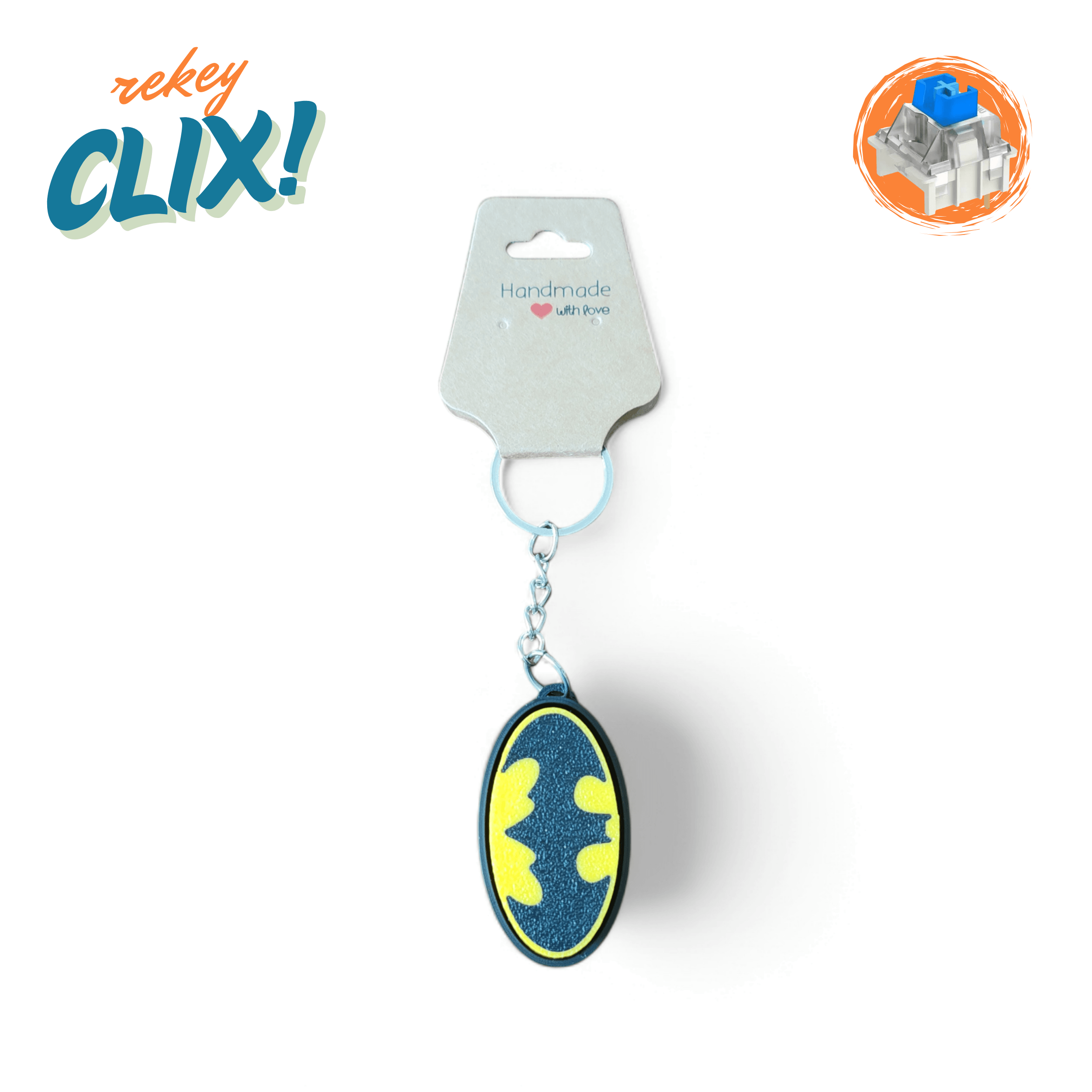 CLIX! Batman Stres Atıcı Blue Switch Tuş Anahtarlık - rekey 