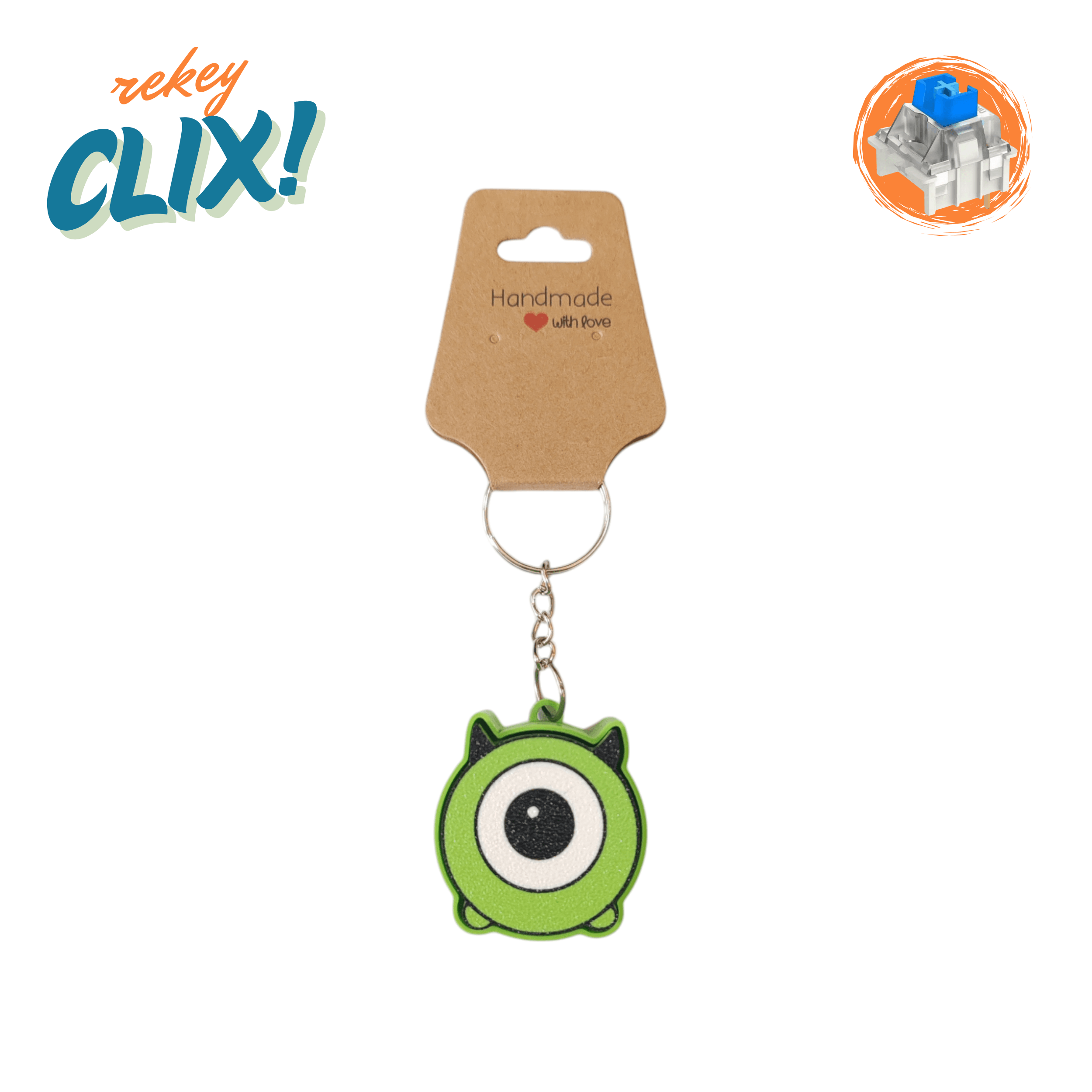 CLIX! Mike Wazowski Stres Atıcı Blue Switch Tuş Anahtarlık - rekey 