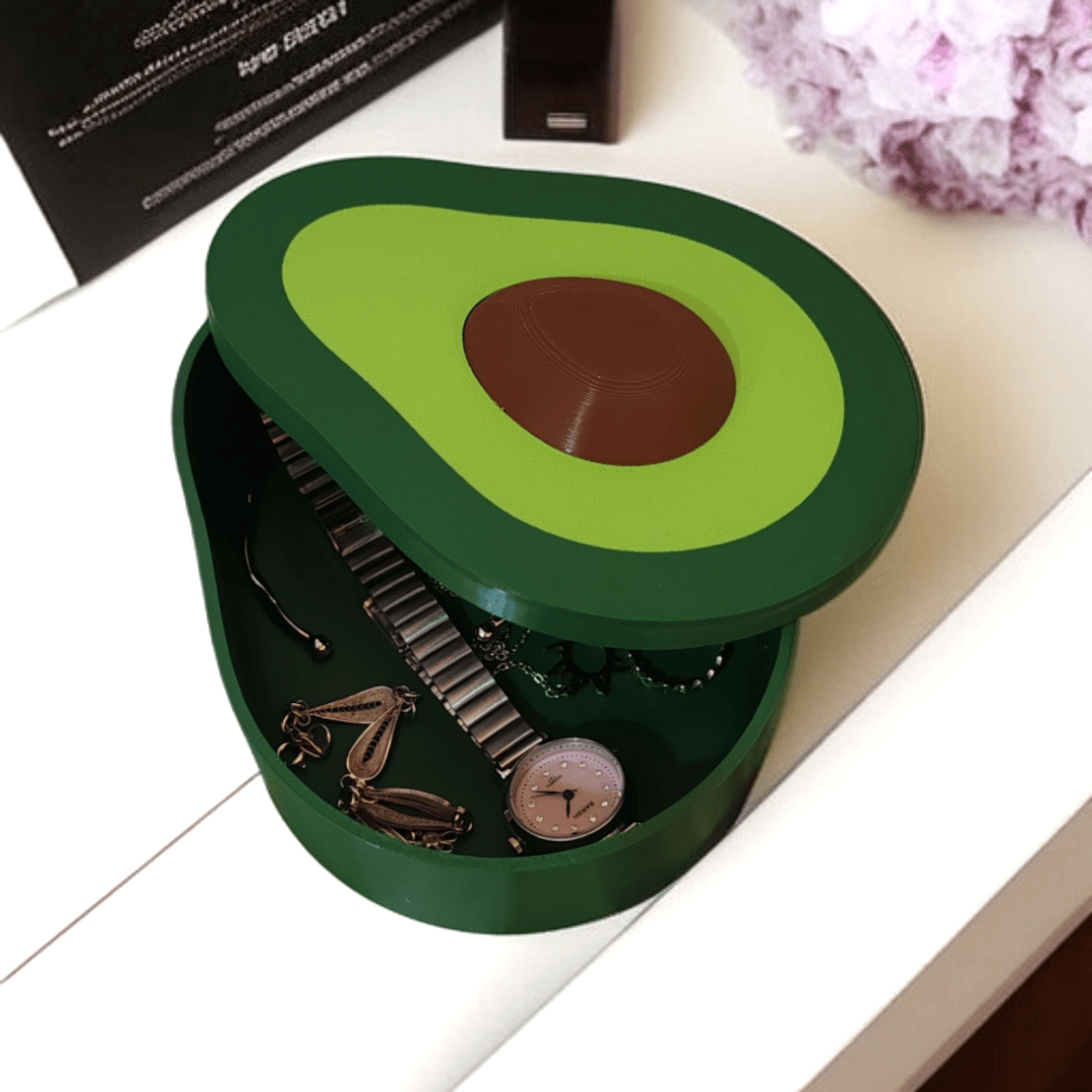 Avokado Temalı Dekoratif Kutu - Takı Kutusu