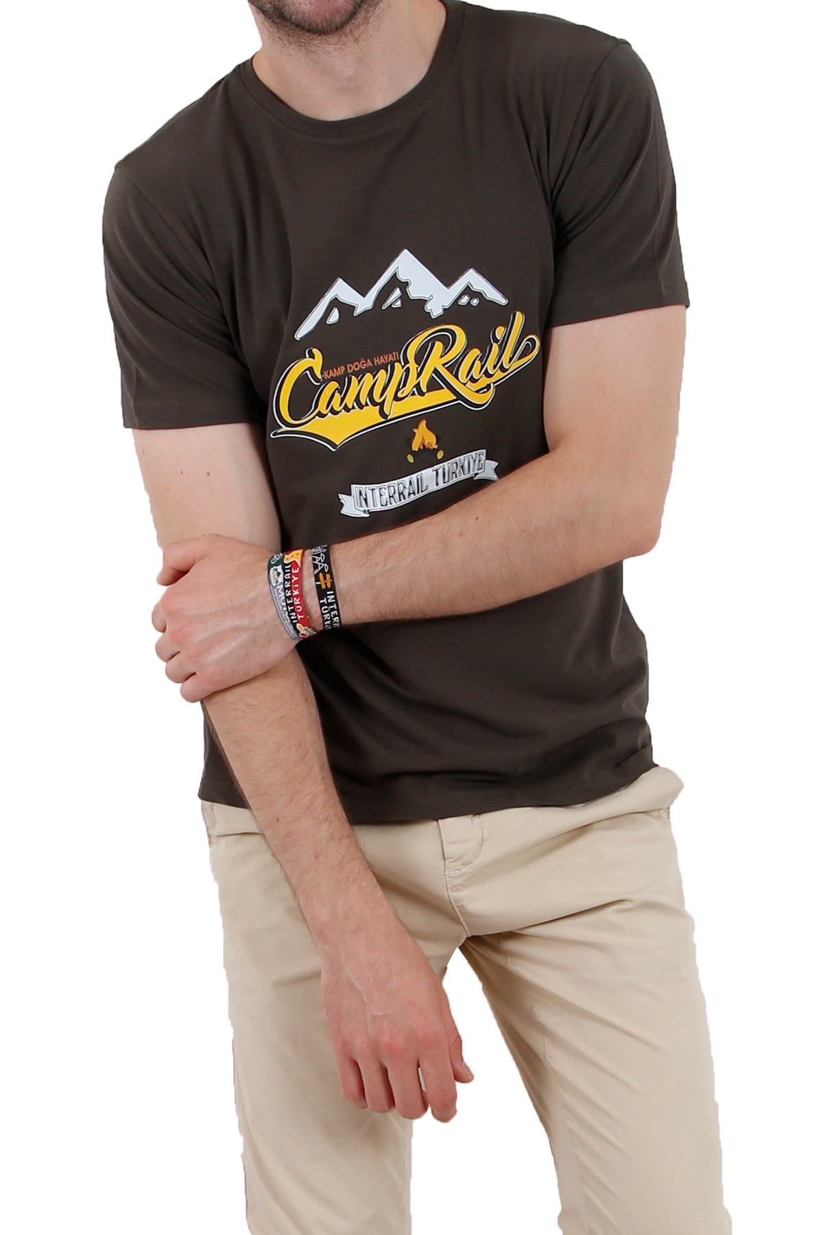 Camprail Özel Tasarım Unisex T-Shirt / Haki Yeşili