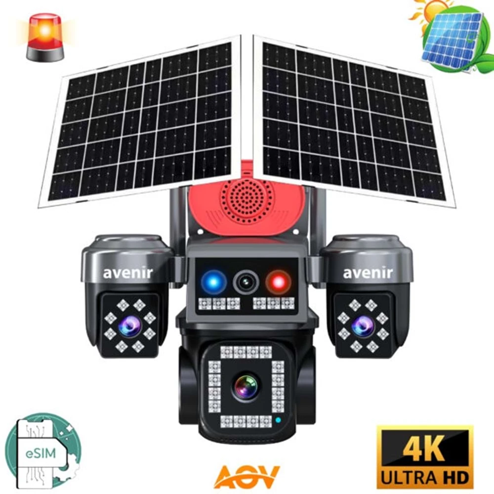 Avenir AV-S445 AOV 4 Kameralı E SİM Güneş Enerjili Sim Kartlı 4G Kamera