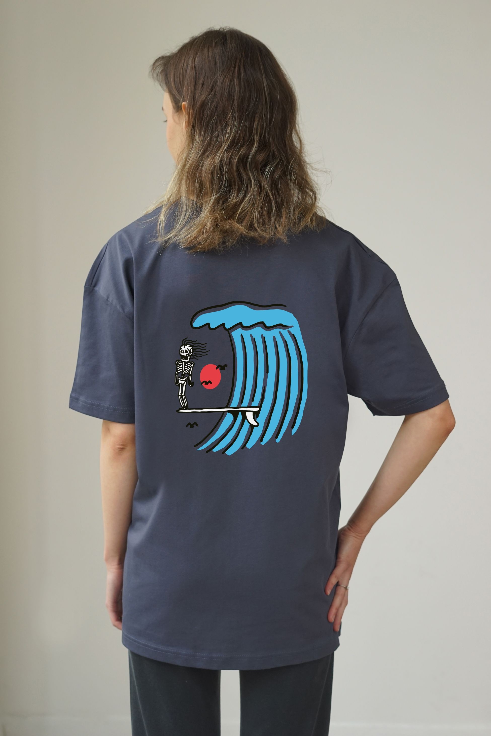 Unisex Skull Sea Baskili T-Shirt - Füme