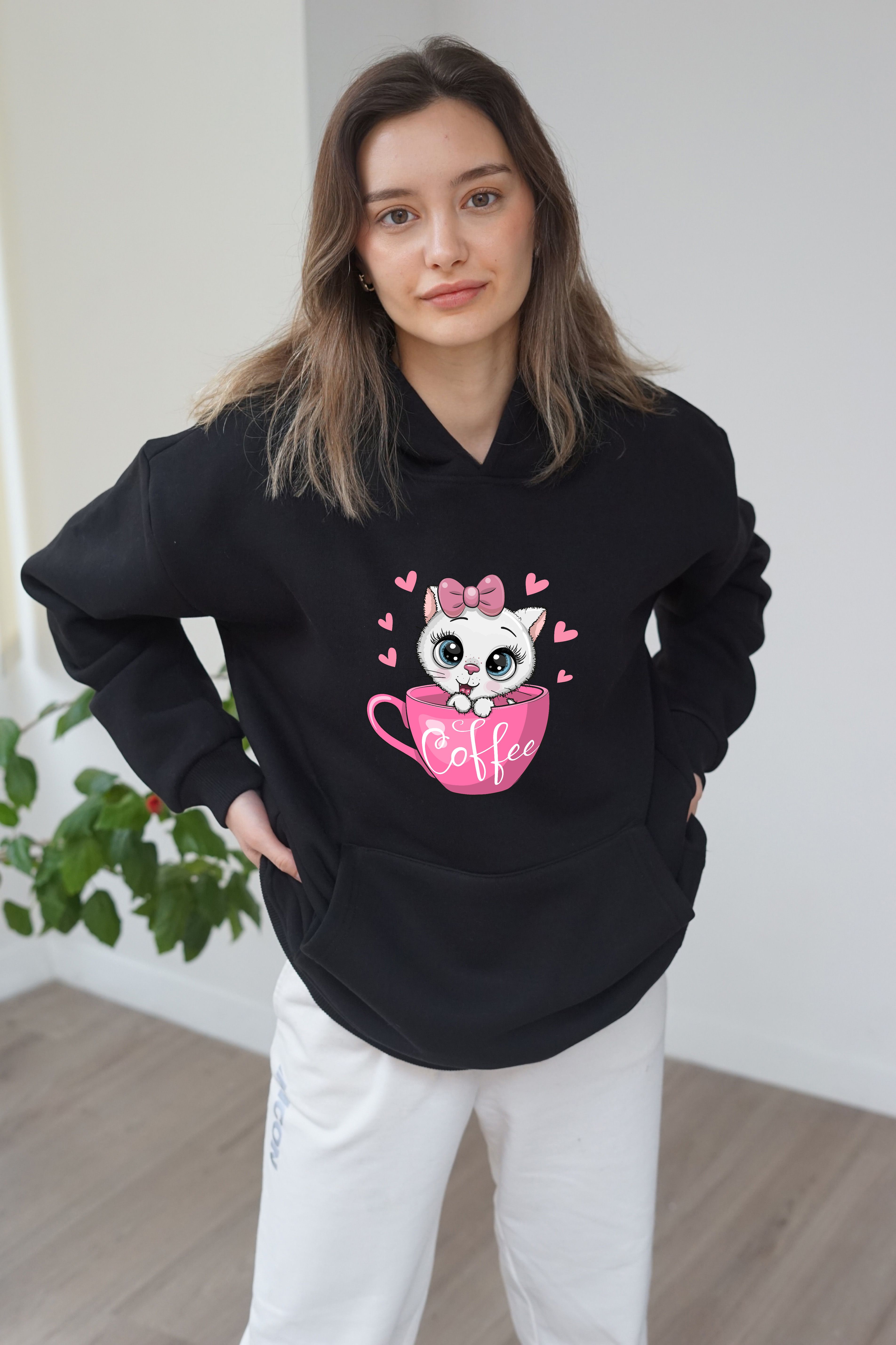 Coffee Baskili hoodie - Siyah